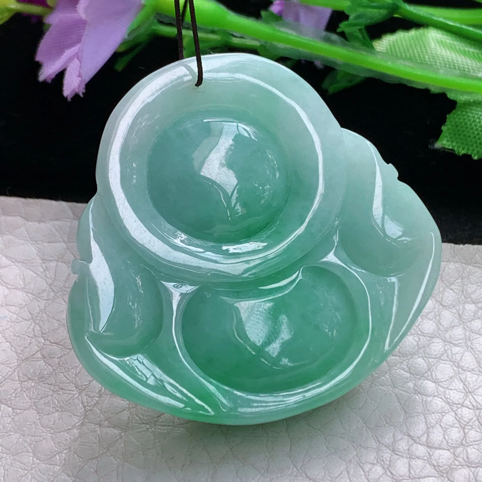 zen实拍44*46*13缅甸翡翠精美飘绿珊云大佛公 弥勒佛玉项坠 毛衣坠