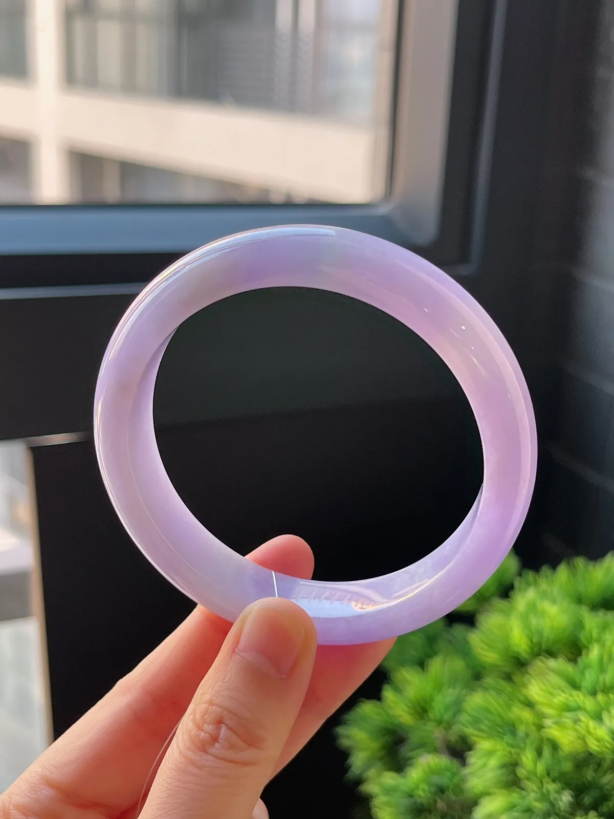 正圈59.2圈口，翡翠糯化种满紫手镯