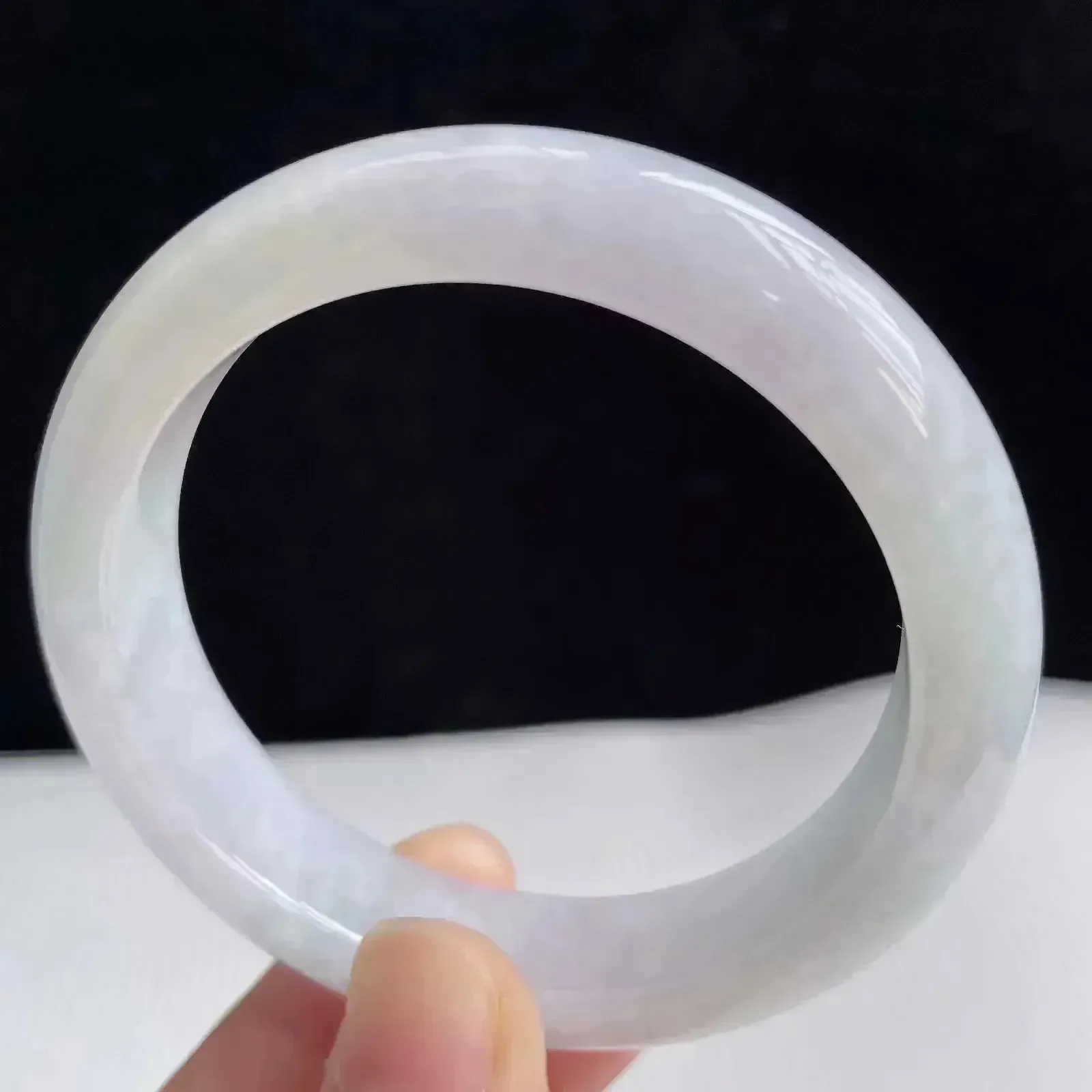 翡翠A货水润好种水52mm正圈手镯 48.48克