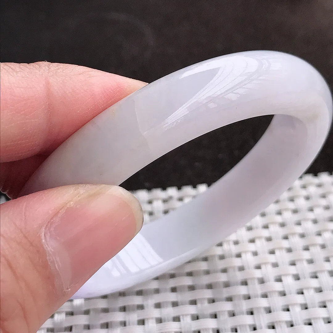 实拍A货翡翠55.5/12.4/8.6老坑秀气紫罗兰手镯翡翠玉镯子平安镯