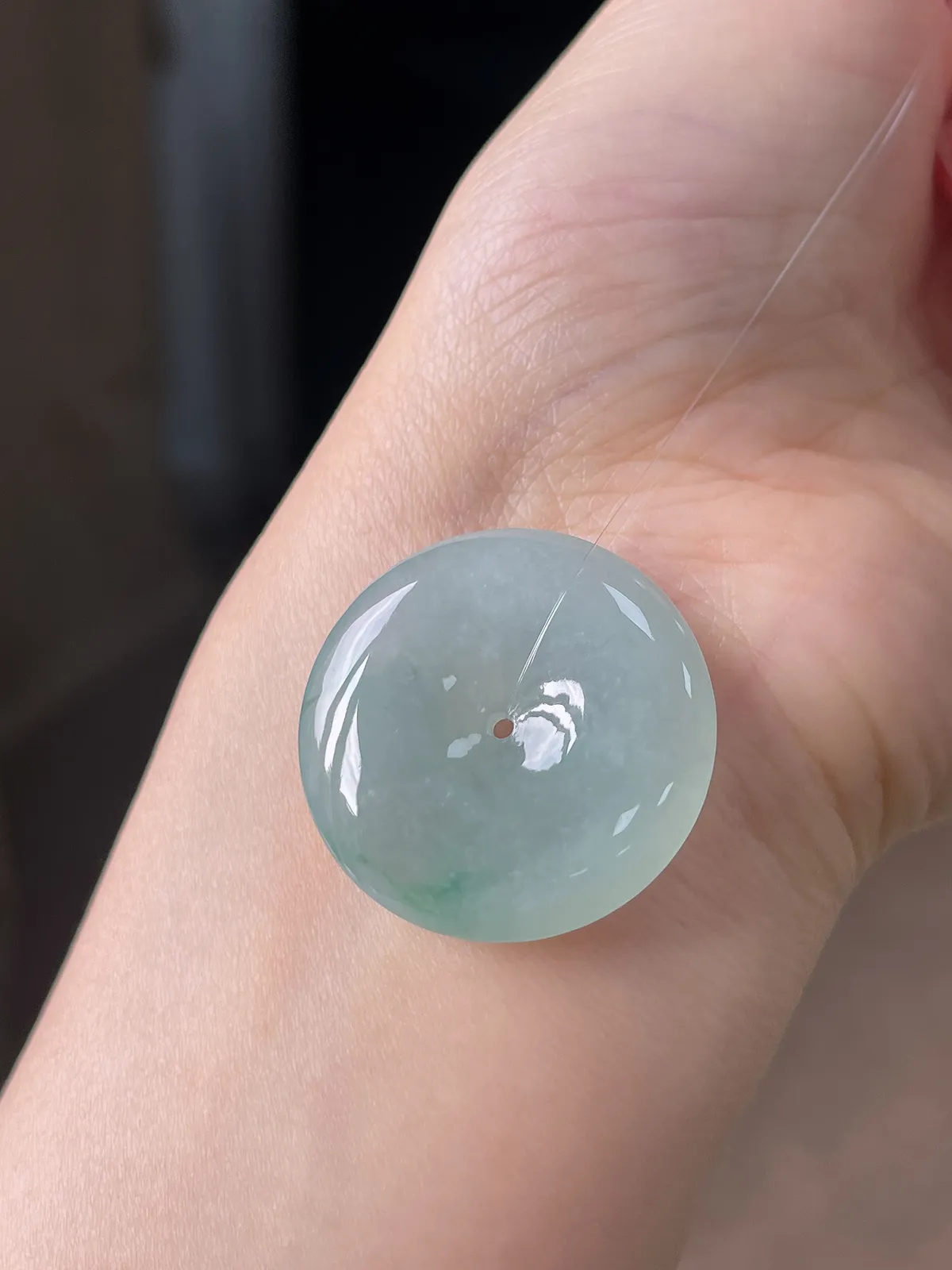 翡翠冰糯种淡绿色平安扣