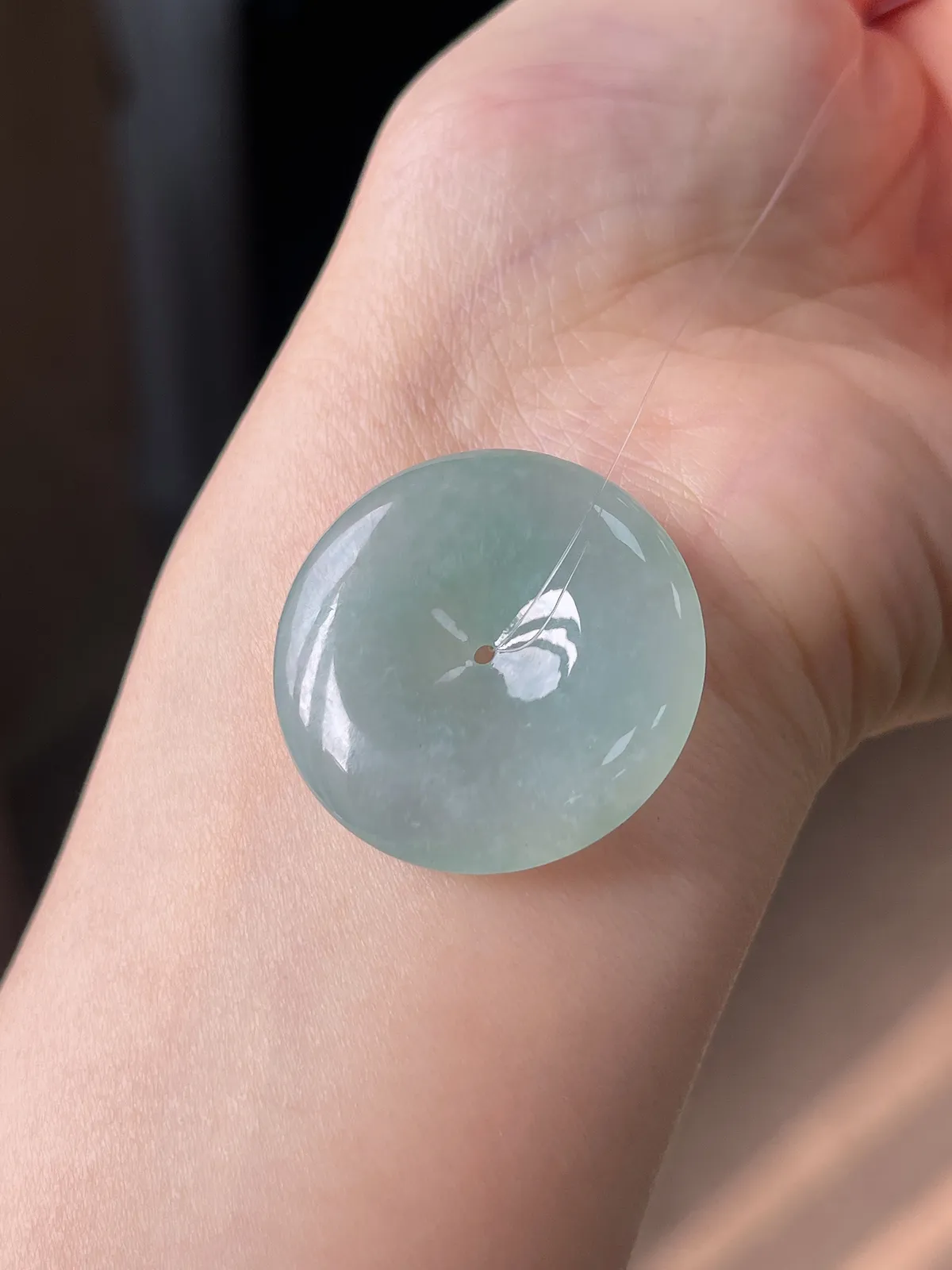 翡翠冰糯种淡绿色平安扣