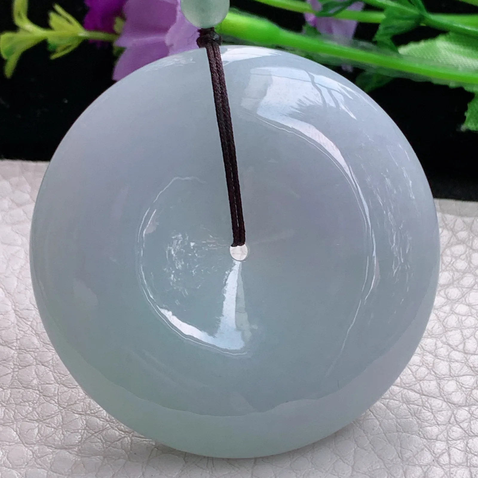 zen实拍54*12.2缅甸翡翠精美春带彩大平安扣 玉扣玉项坠 毛衣坠