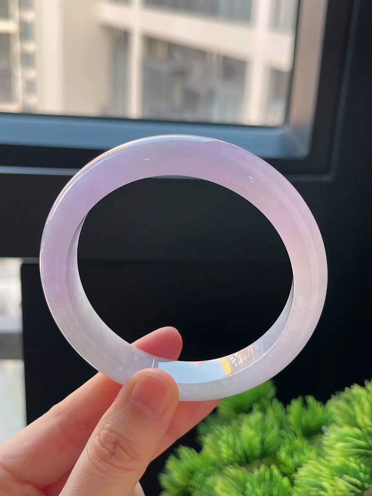 正圈60.4圈口，翡翠冰糯种紫色手镯