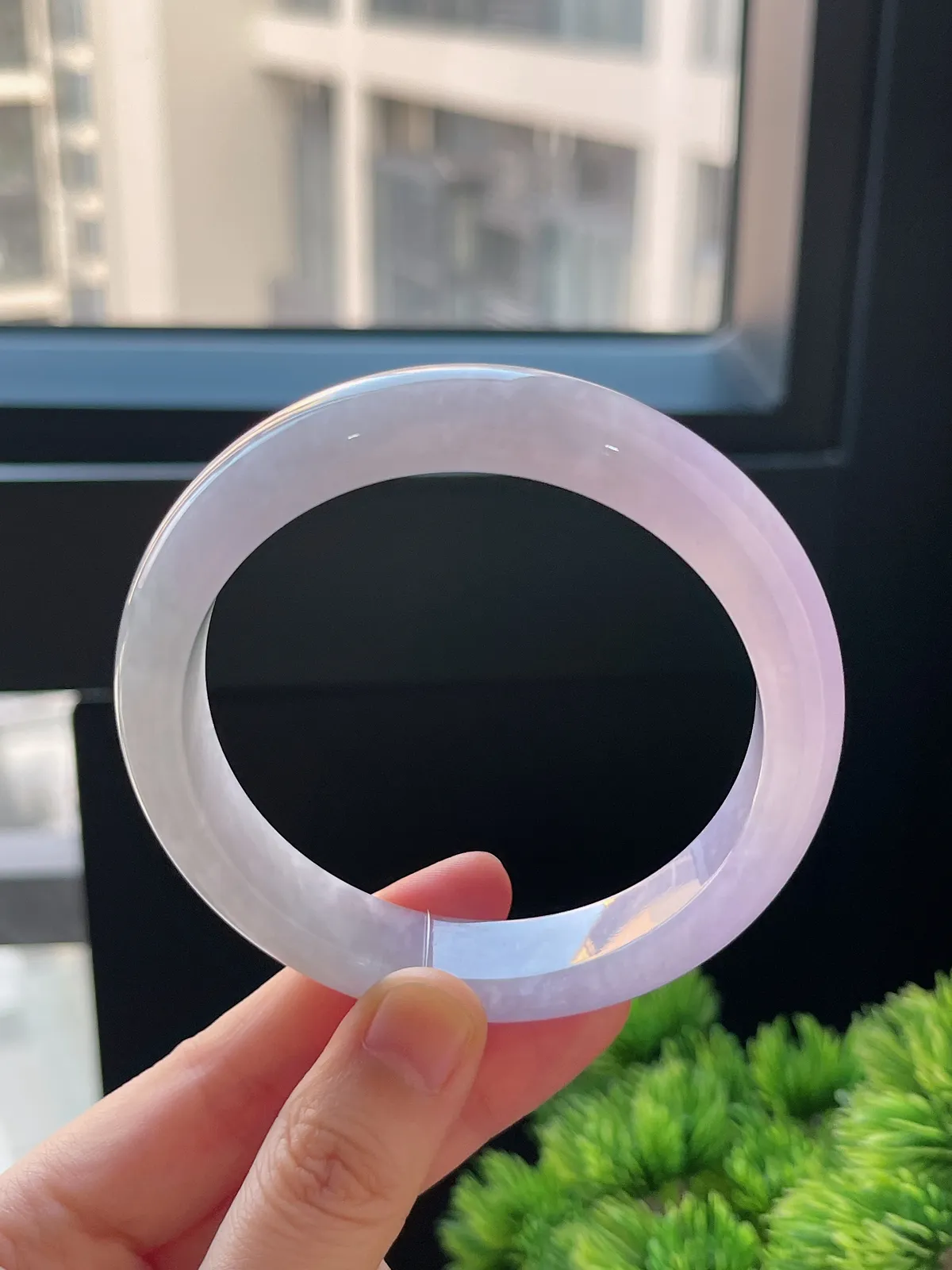 正圈60.4圈口，翡翠冰糯种紫色手镯