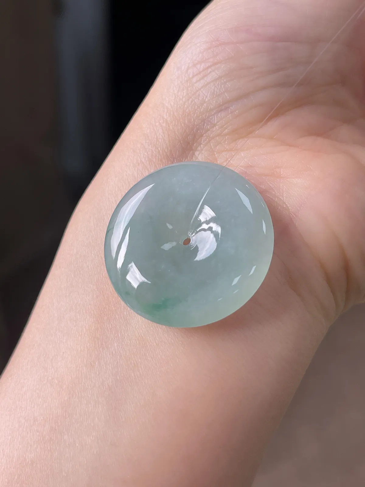 翡翠冰糯种淡绿色平安扣