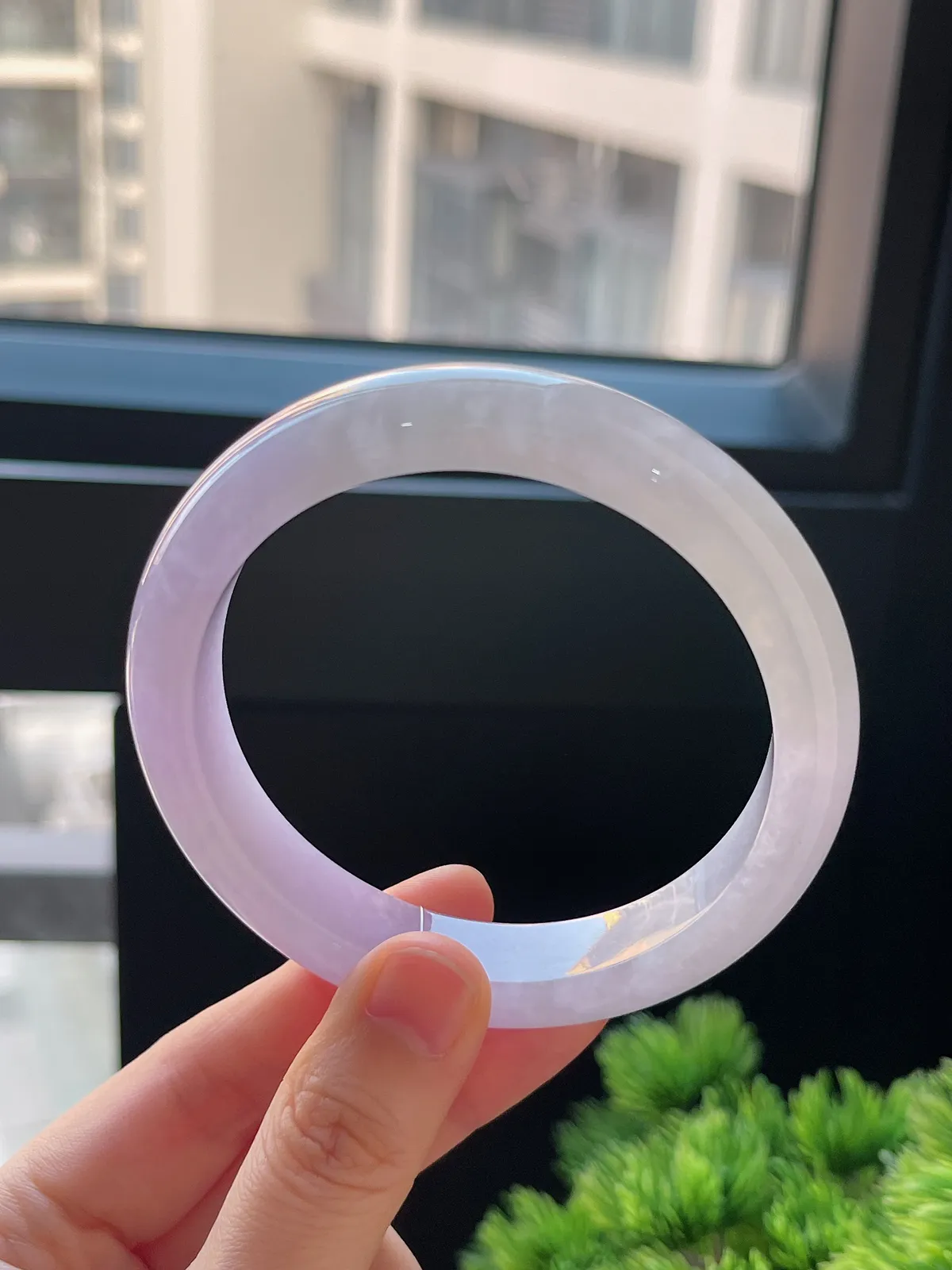 正圈60.4圈口，翡翠冰糯种紫色手镯