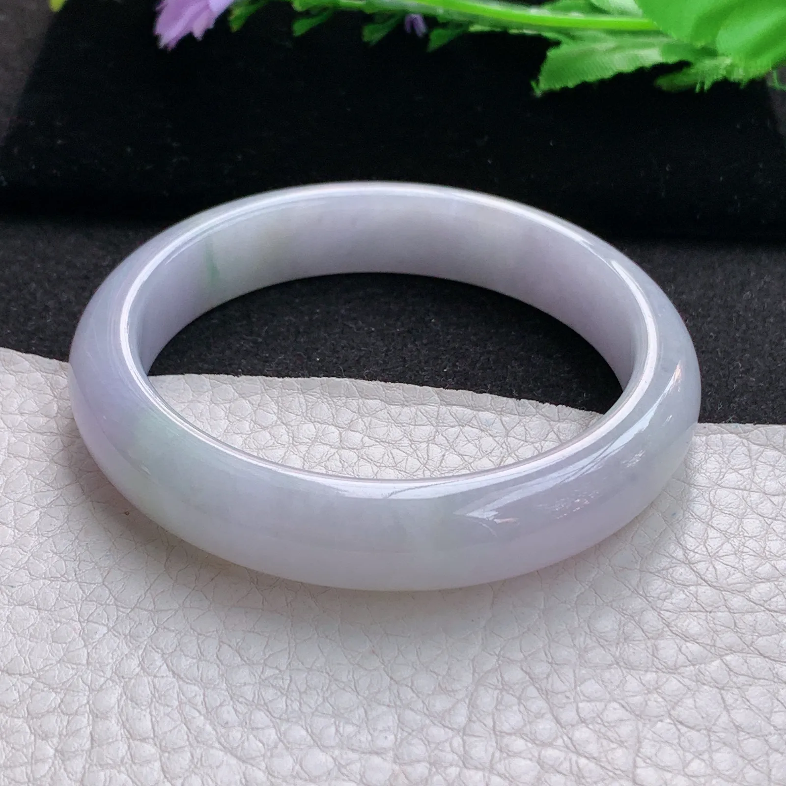 ay实拍59*12.5*8.5平安镯 缅甸翡翠a货玉手镯淡春带彩宽边玉手环