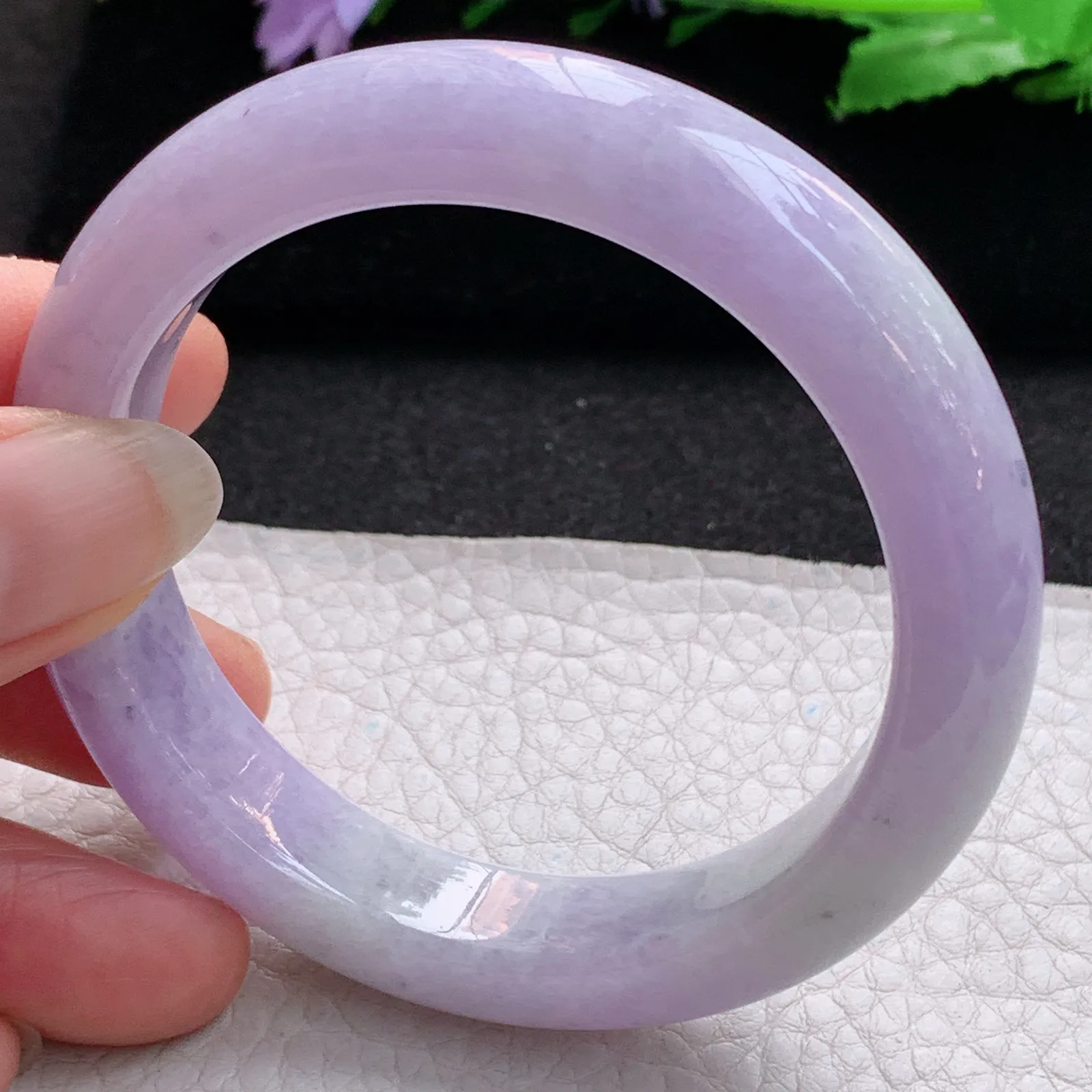 ss实拍55*12.8*8.8平安镯 缅甸翡翠a货玉手镯粉紫宽边玉手环