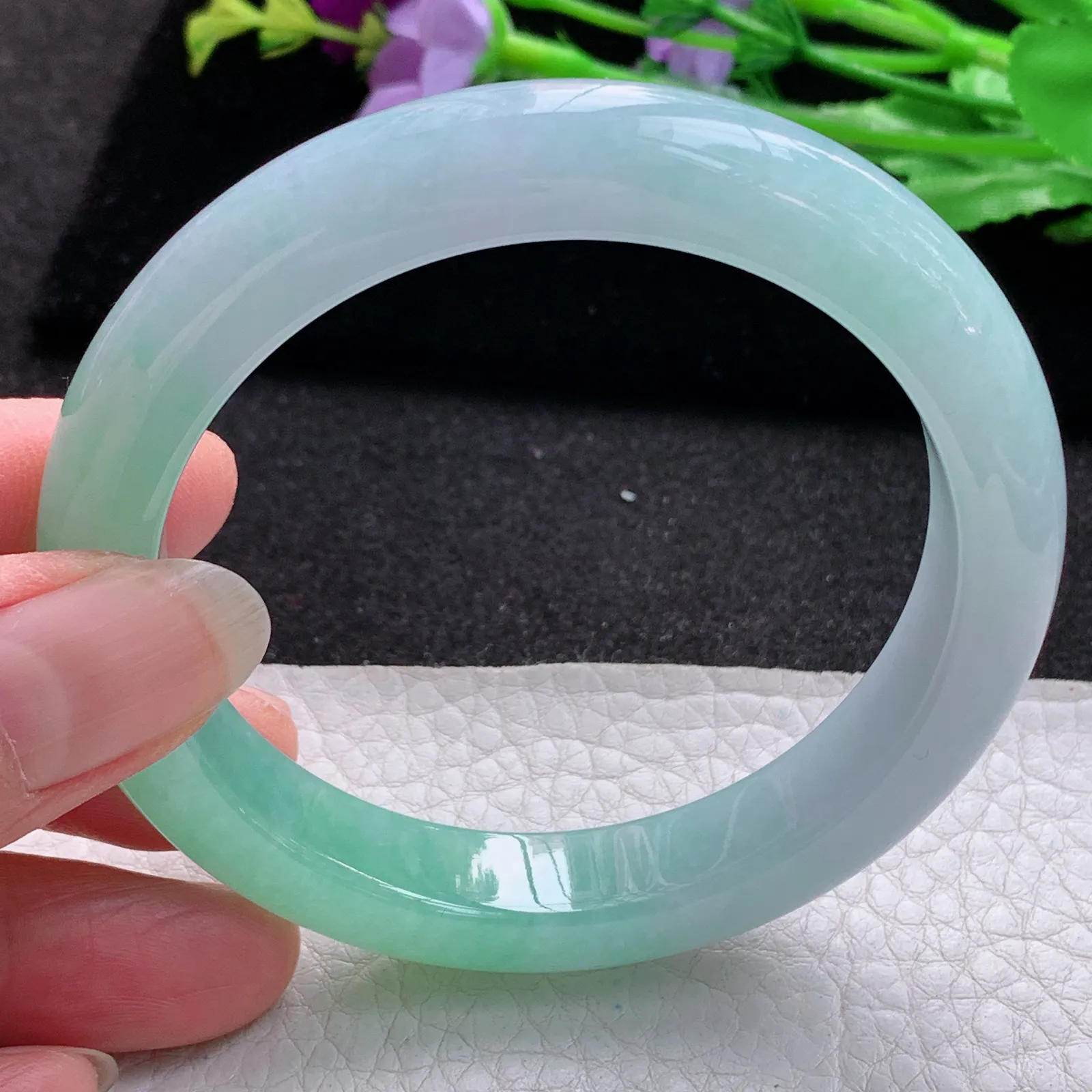 hf收藏级58*11.7*8.8平安镯 缅甸翡翠a货玉手镯冰双彩宽边玉手环