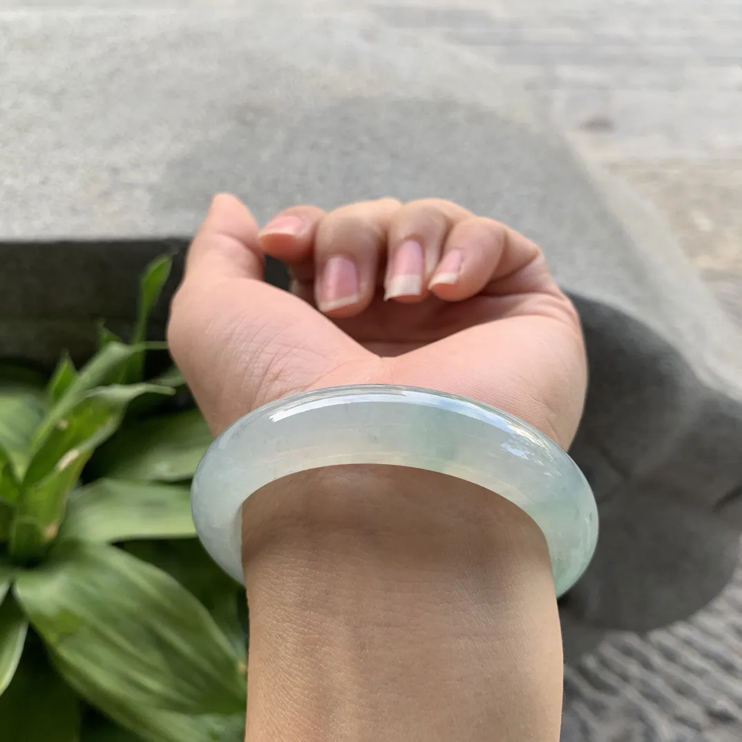 小圈口52.6-11.9-8.5 【冰飘绿正圈手镯】正圈52 53可戴