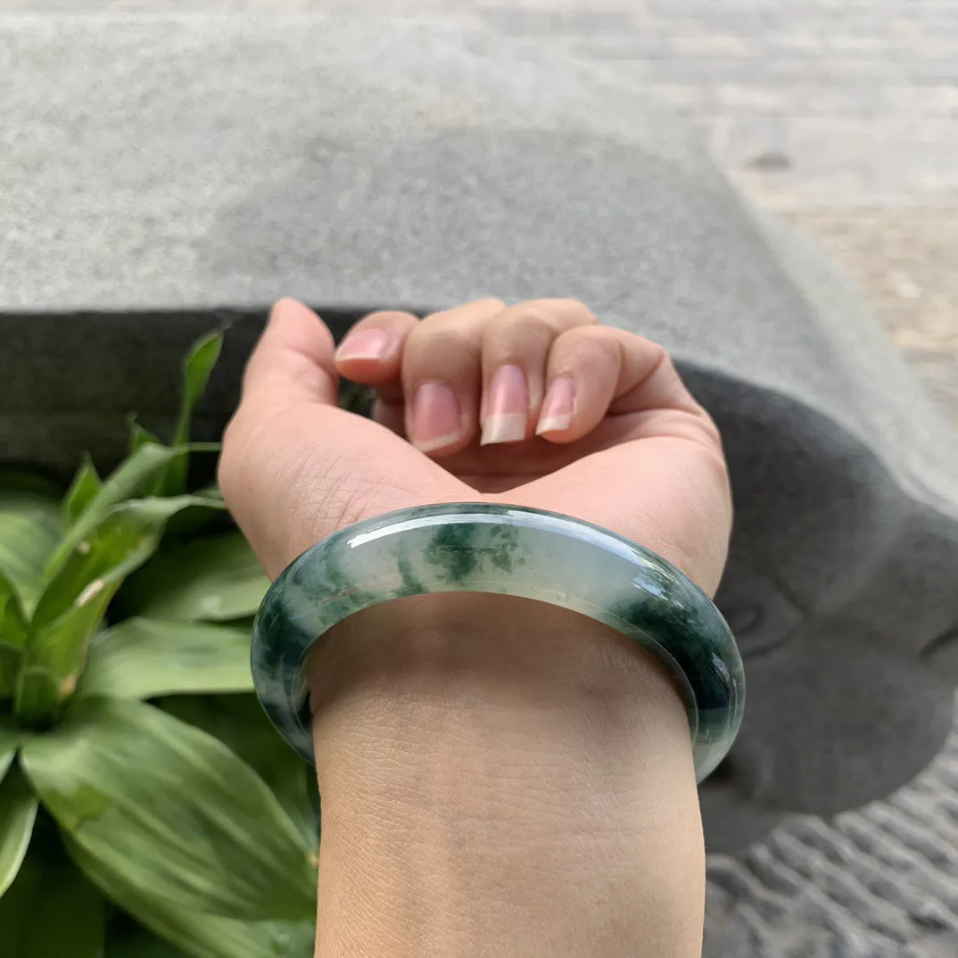 圈口54.2-11.5-8 【冰飘花正圈手镯】正圈54 55可戴