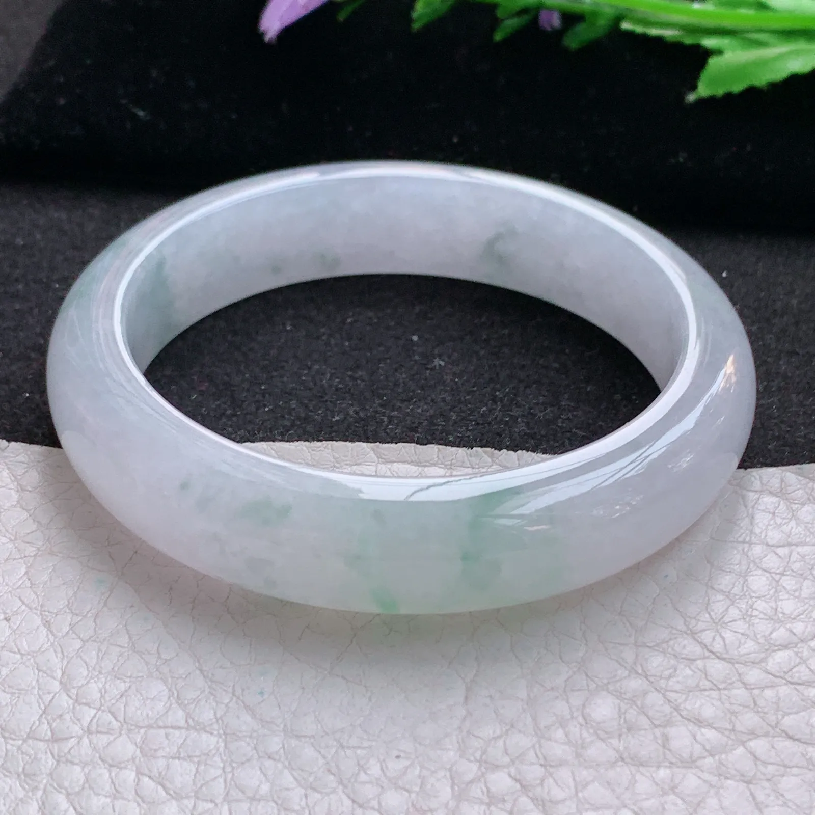 xo实拍57*13.2*8.5平安镯 缅甸翡翠a货玉手镯冰飘花宽边玉手环