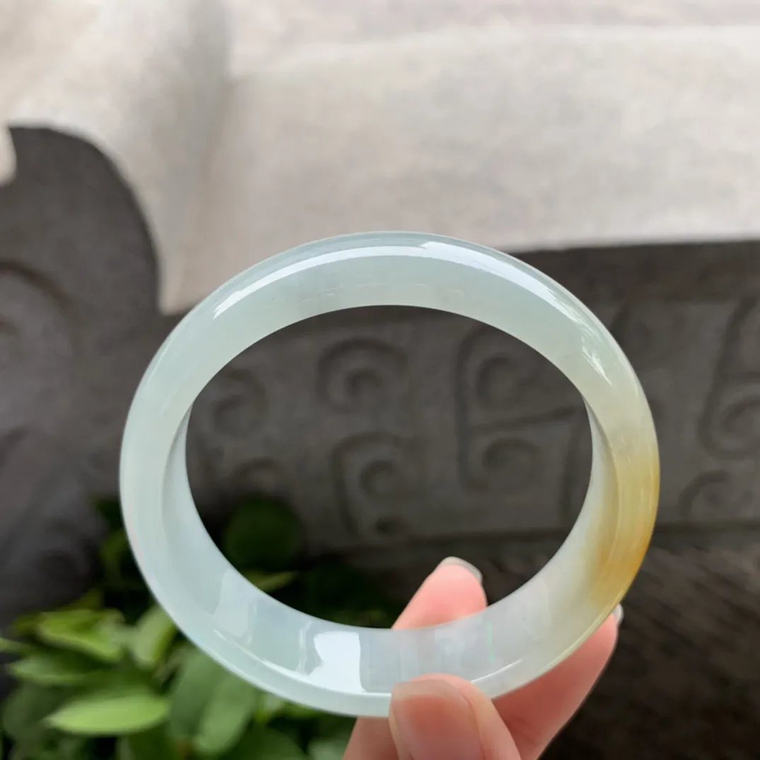 宽版大圈口58.5-15.5-6.8 【冰黄翡正圈手镯】正圈58 59可戴