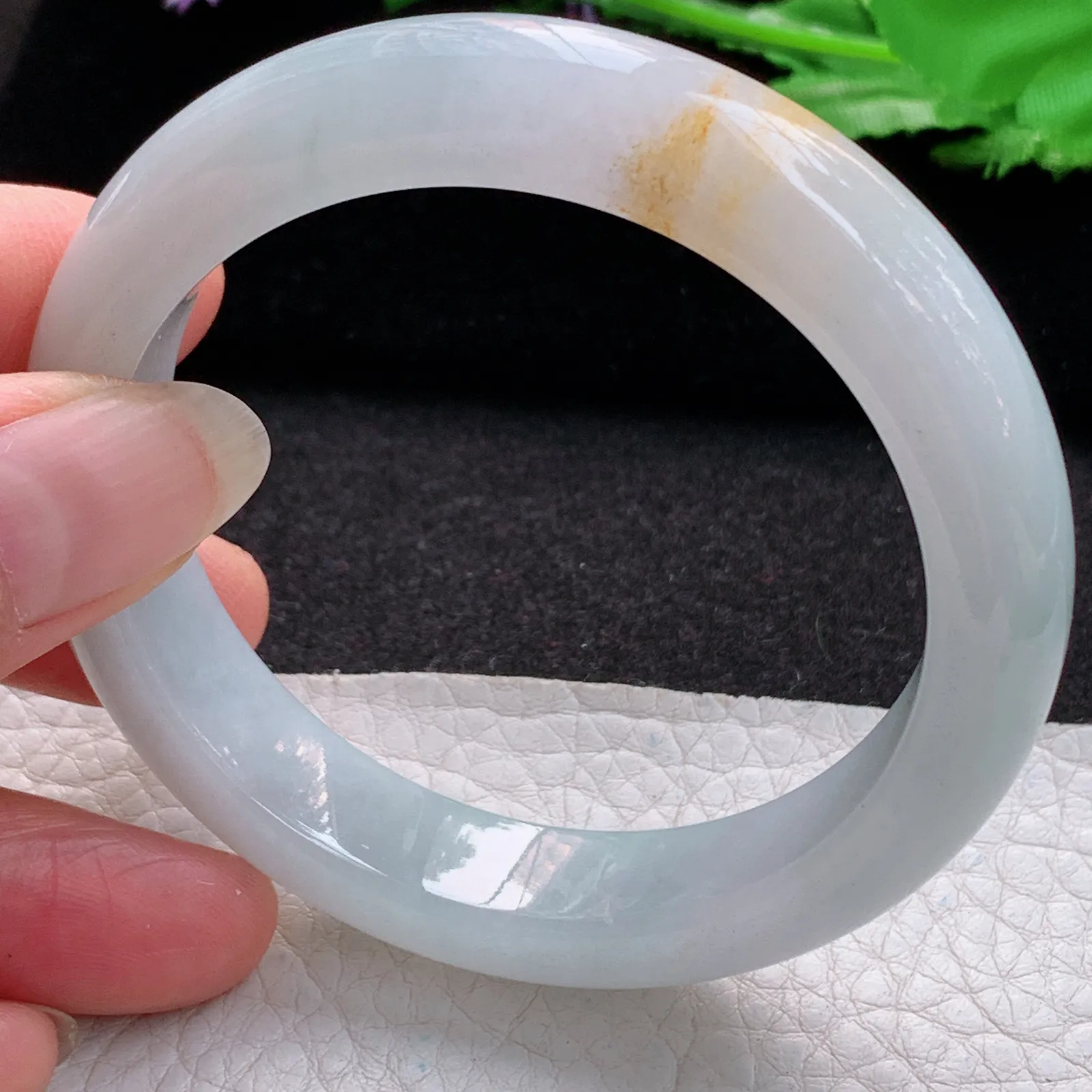 h实拍54.5*12.8*8.6平安镯 缅甸翡翠a货玉手镯胶感双彩宽边玉手环