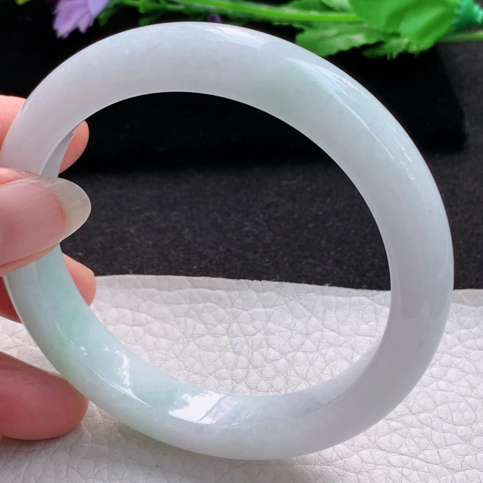 ay大圈口60*12*9.2平安镯 缅甸翡翠a货玉手镯飘绿宽边玉手环