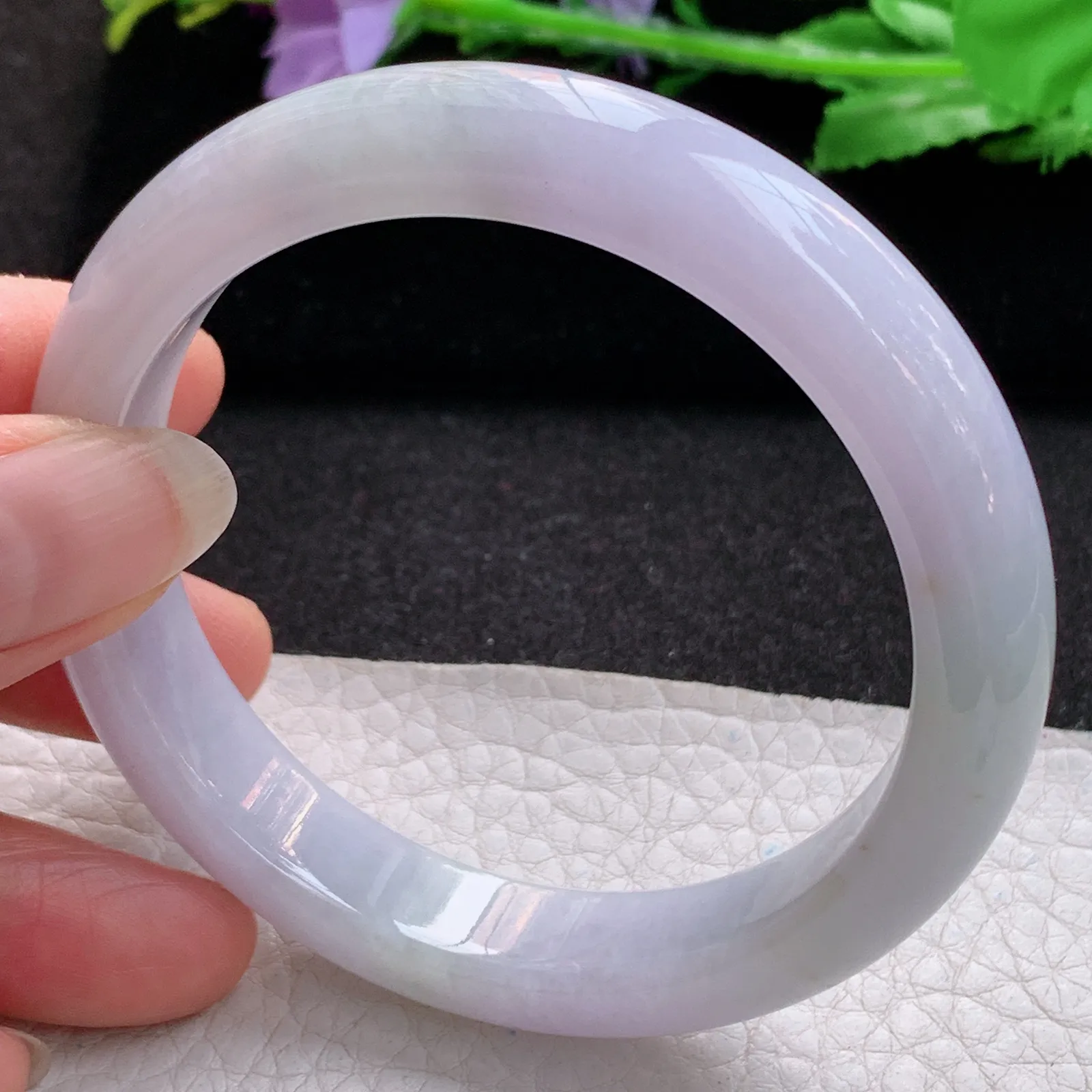 ay实拍59*12.5*8.5平安镯 缅甸翡翠a货玉手镯淡春带彩宽边玉手环