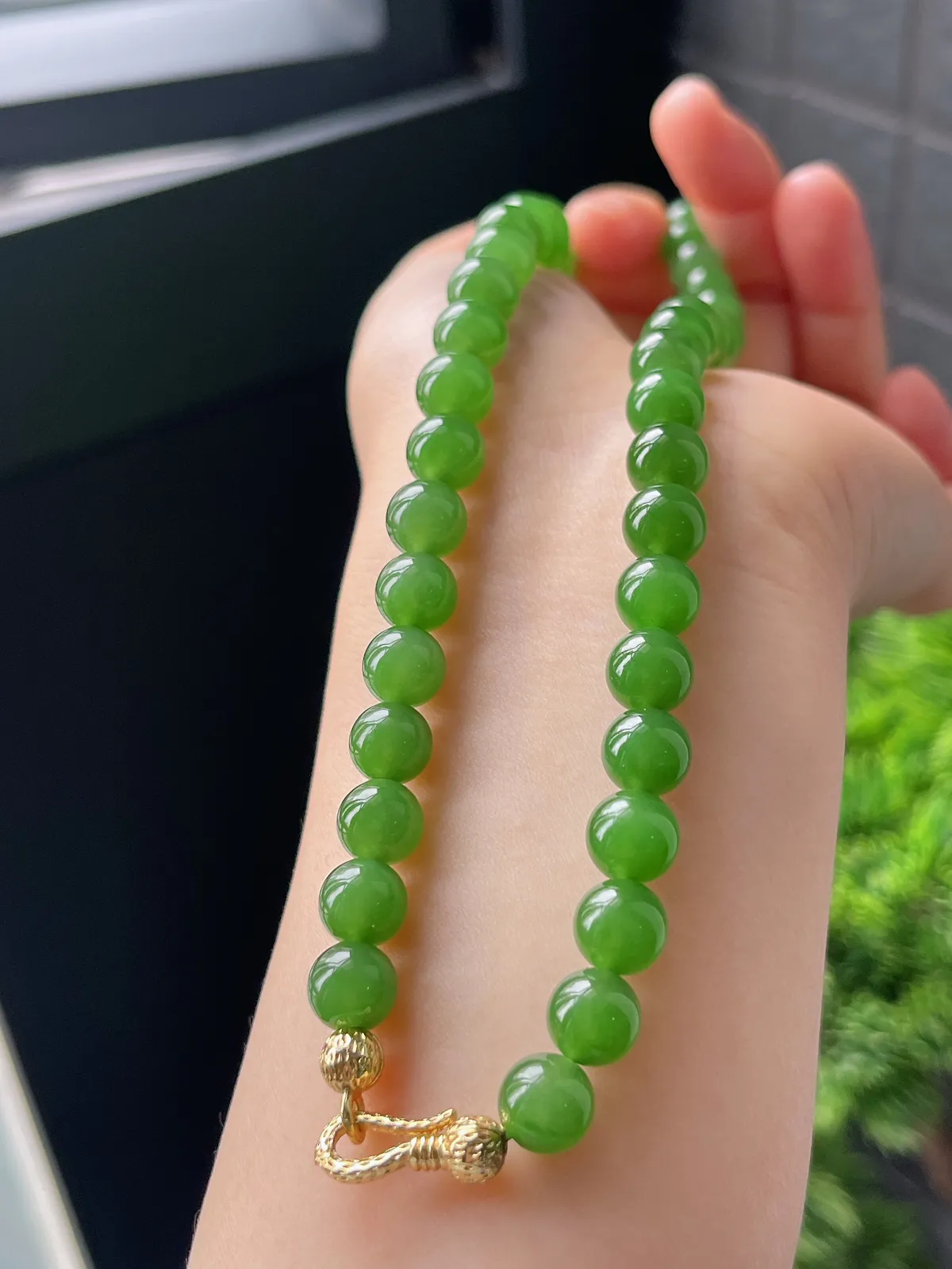 和田玉碧玉精品珠串8mm