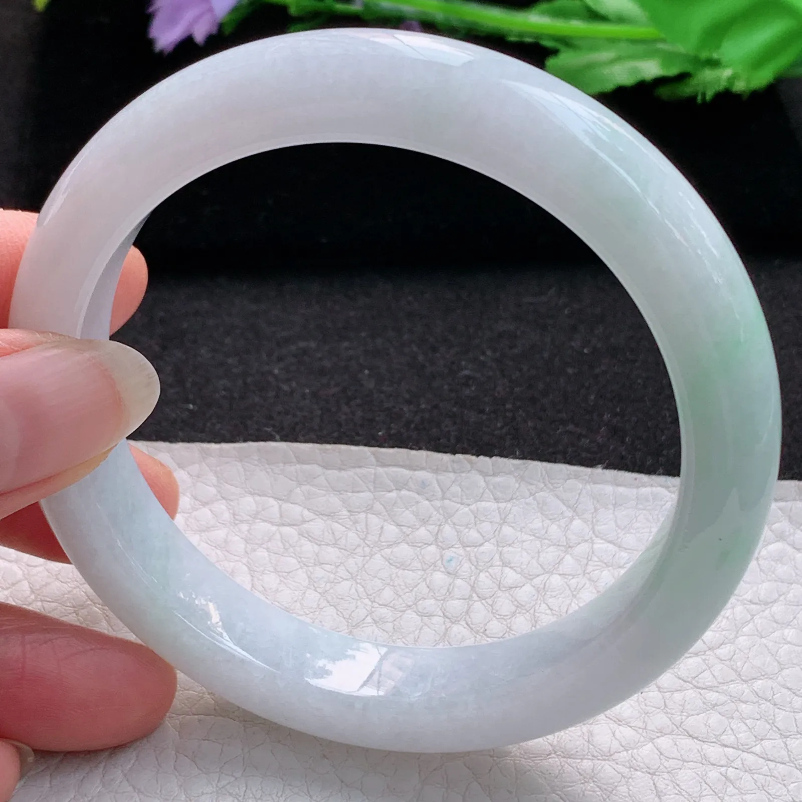 ay大圈口60*12*9.2平安镯 缅甸翡翠a货玉手镯飘绿宽边玉手环