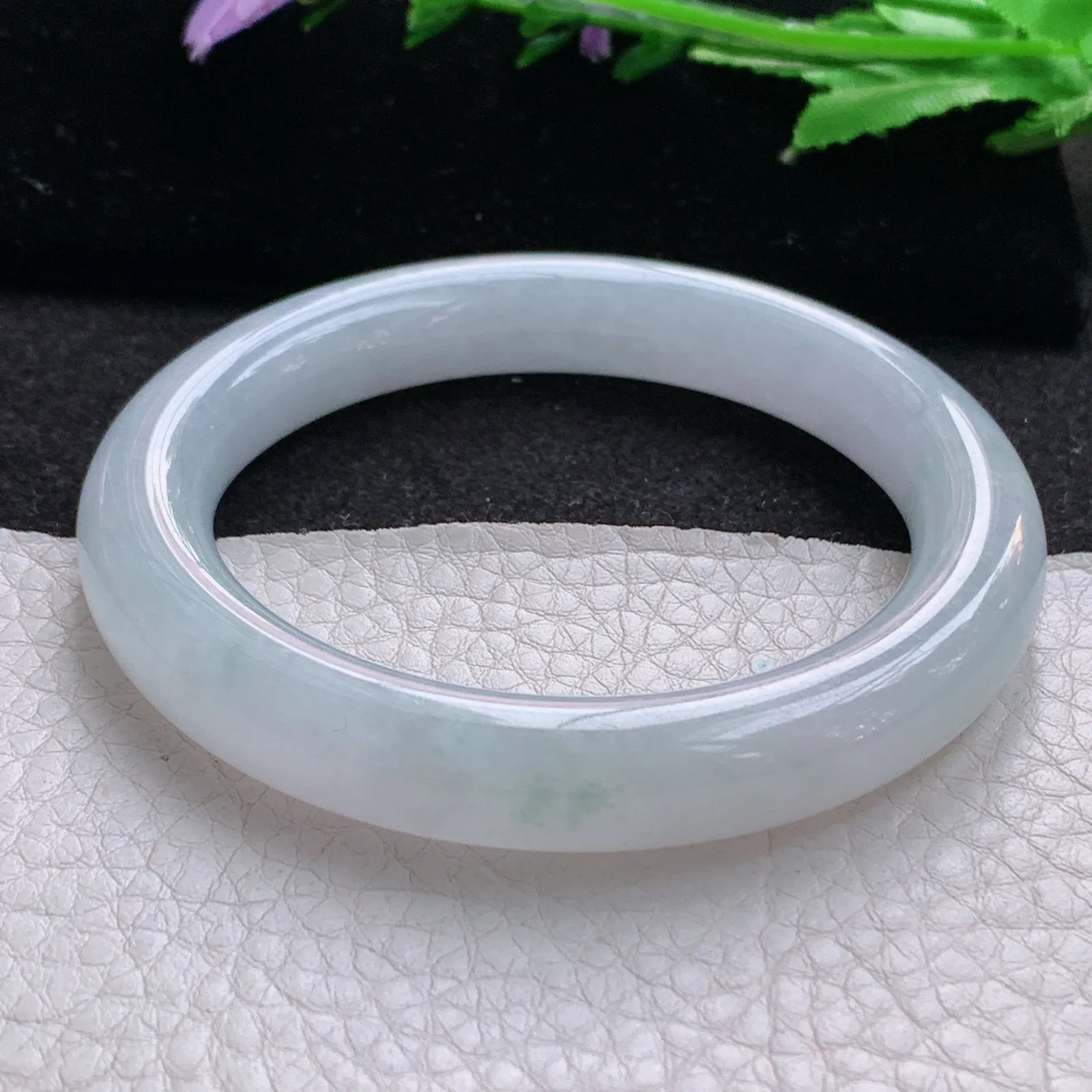 nr实拍54*10美人镯 缅甸翡翠a货玉手镯冰纯秀气圆条玉手环