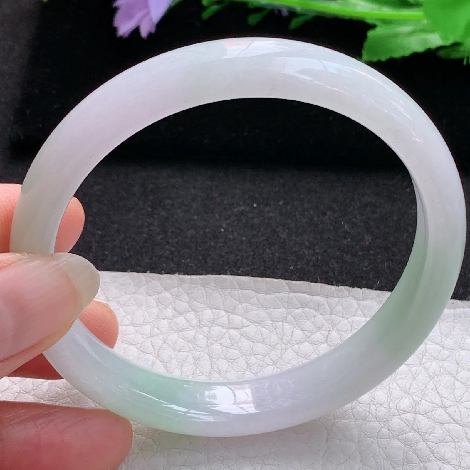 ss大圈口60*12.5*7平安镯 缅甸翡翠a货玉手镯洋春带彩宽边玉手环