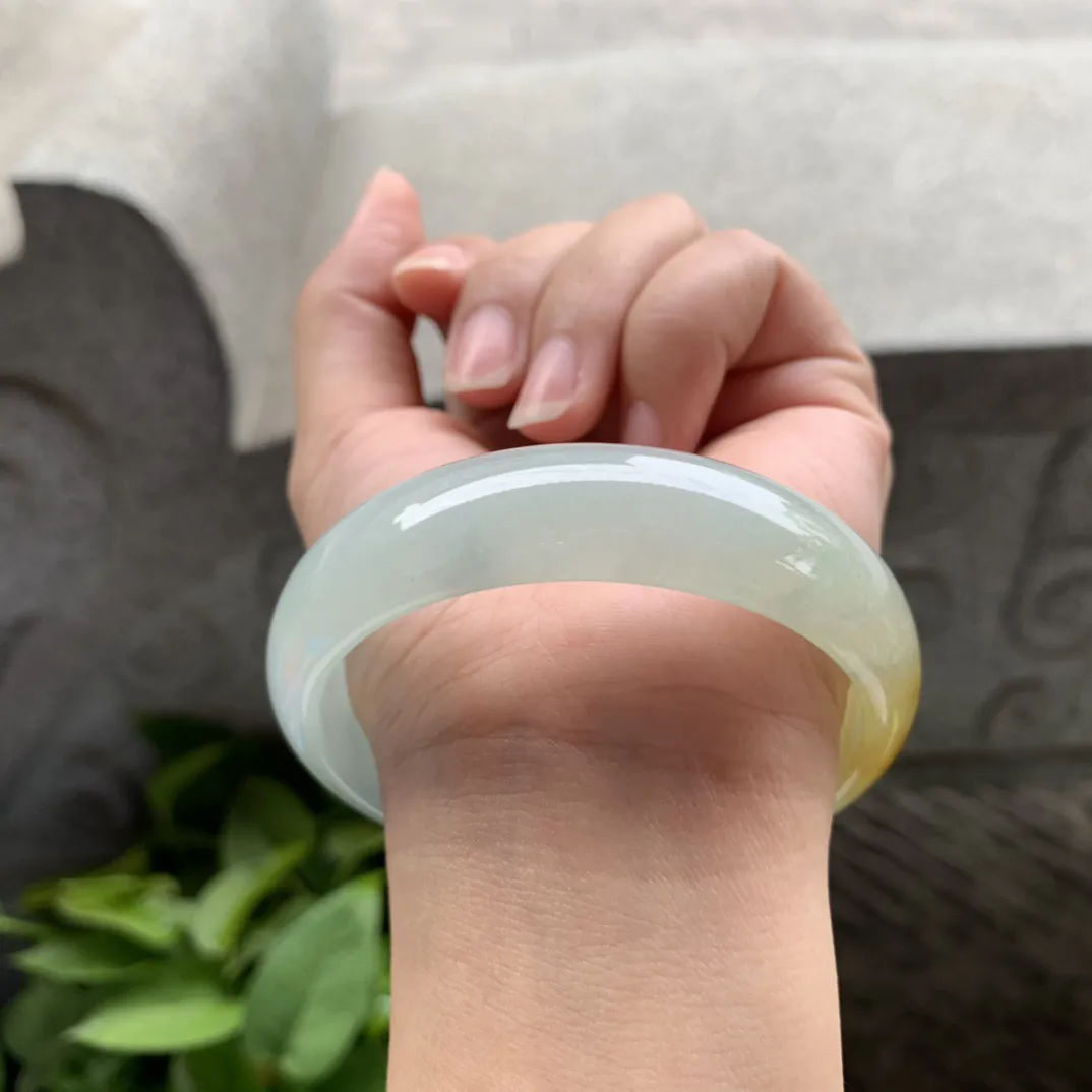 宽版大圈口58.5-15.5-6.8 【冰黄翡正圈手镯】正圈58 59可戴