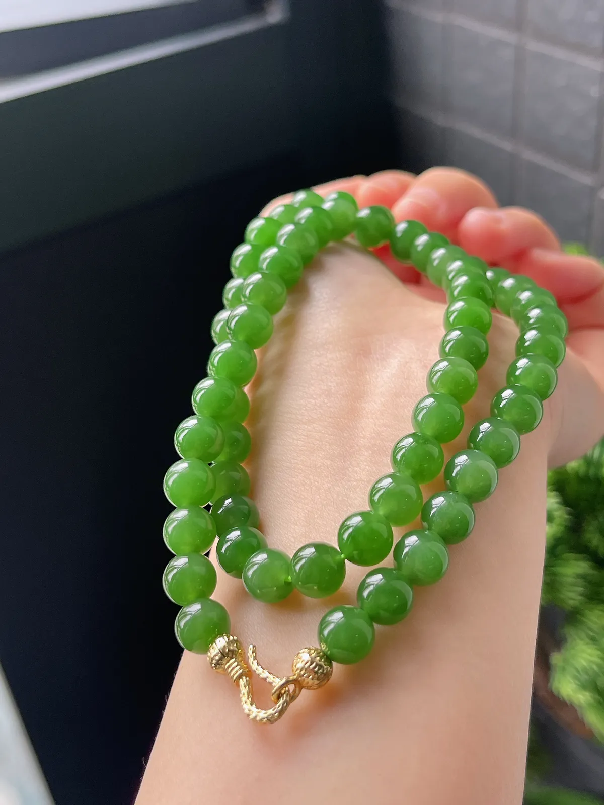 和田玉碧玉精品珠串8mm