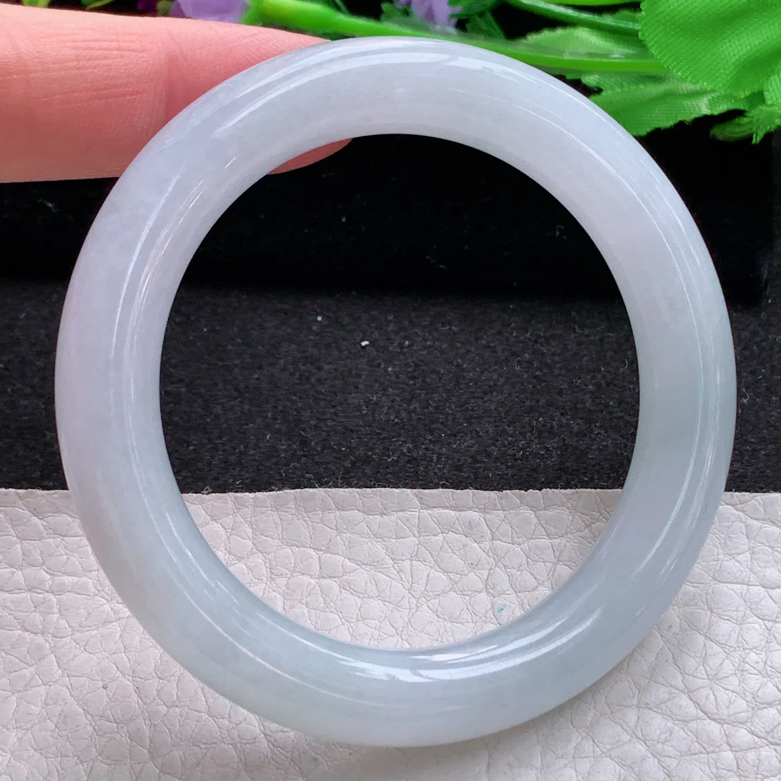 nr实拍54*10美人镯 缅甸翡翠a货玉手镯冰纯秀气圆条玉手环