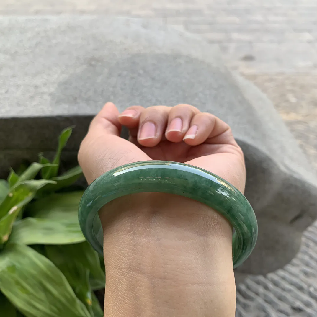 大圈口 62.3-13-8.3【油绿正圈手镯】正圈62 63可戴