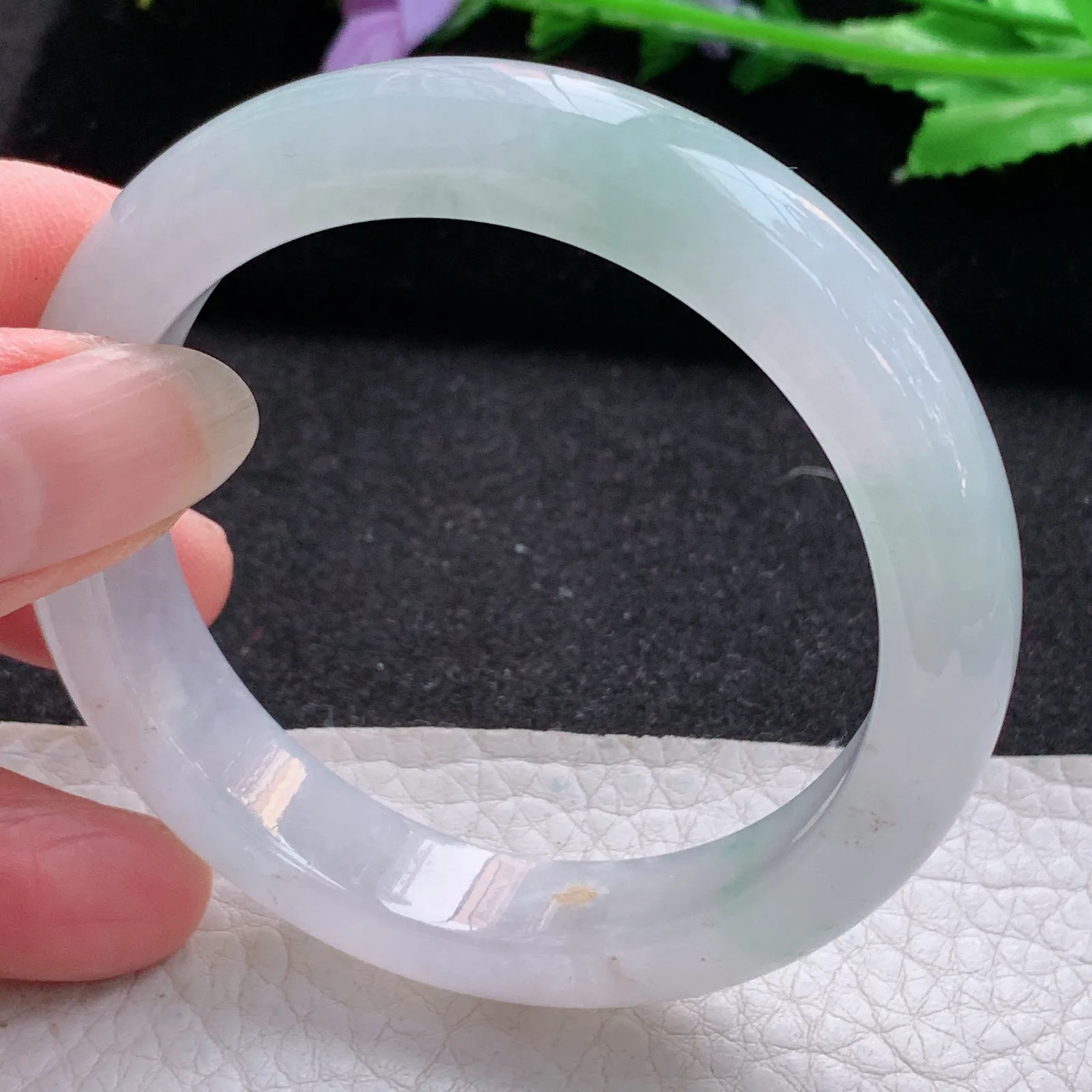 xo实拍53*11.8*8平安镯 缅甸翡翠a货玉手镯冰爽清新宽边玉手环