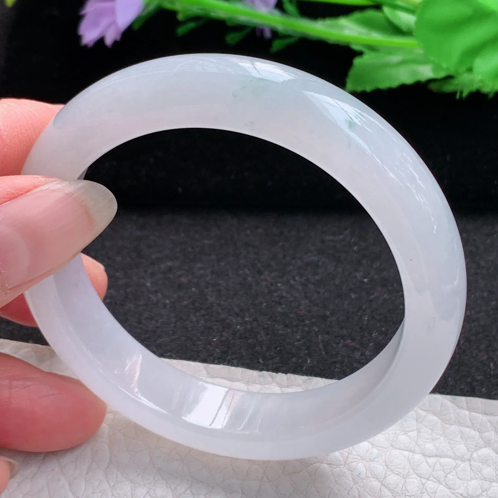 xo实拍54.5*12.6*8.3平安镯 缅甸翡翠a货玉手镯冰纯起光宽边玉手环