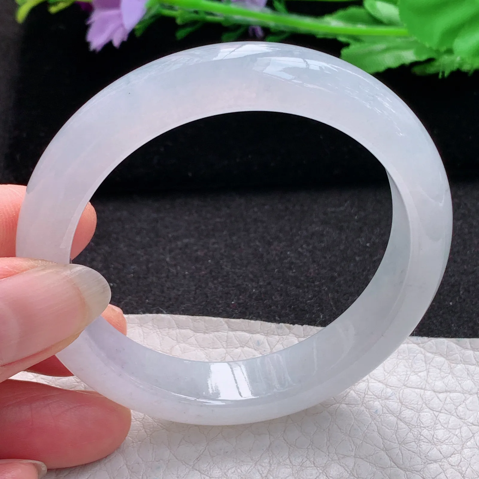 xo实拍54.5*12.6*8.3平安镯 缅甸翡翠a货玉手镯冰纯起光宽边玉手环