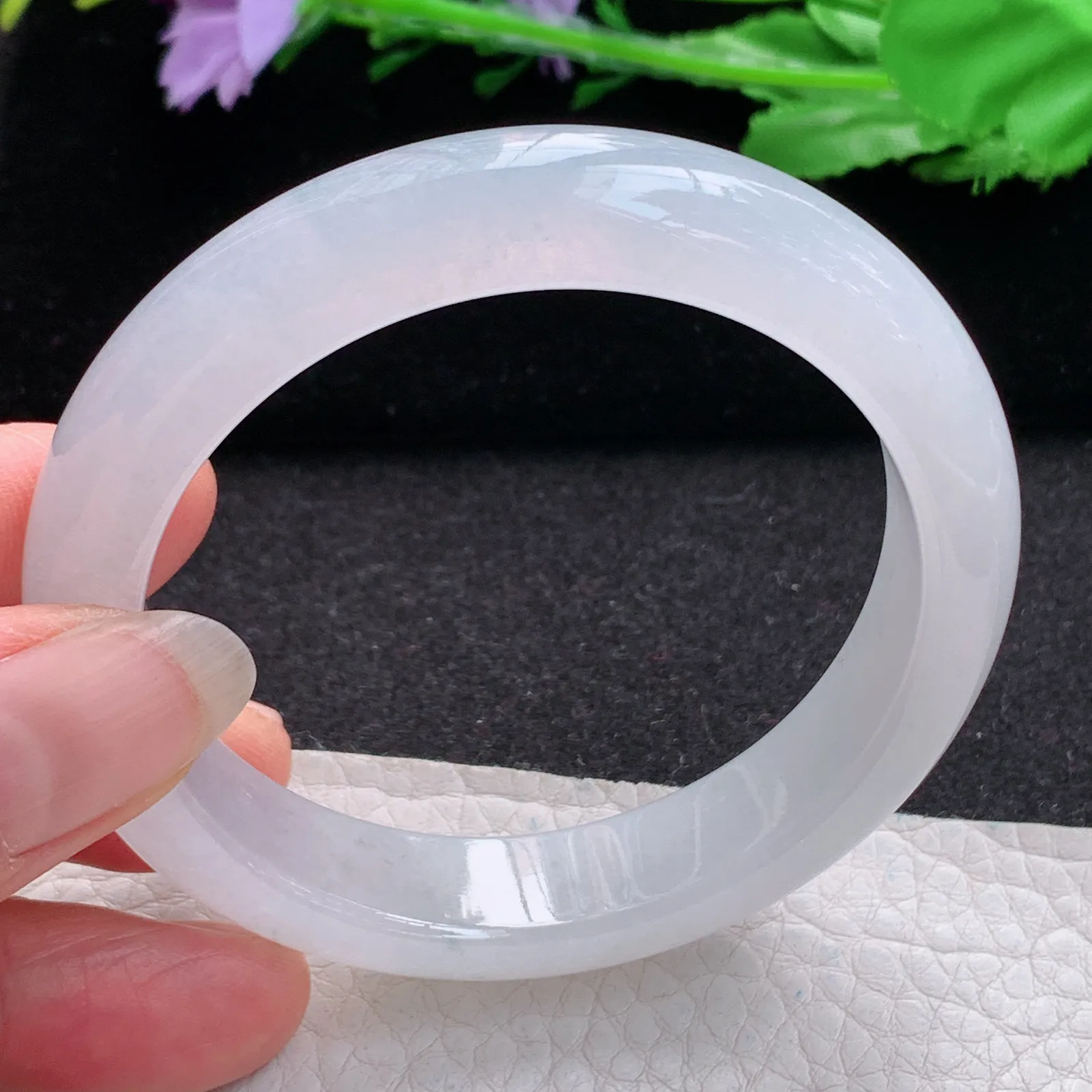 xo实拍54.5*12.6*8.3平安镯 缅甸翡翠a货玉手镯冰纯起光宽边玉手环