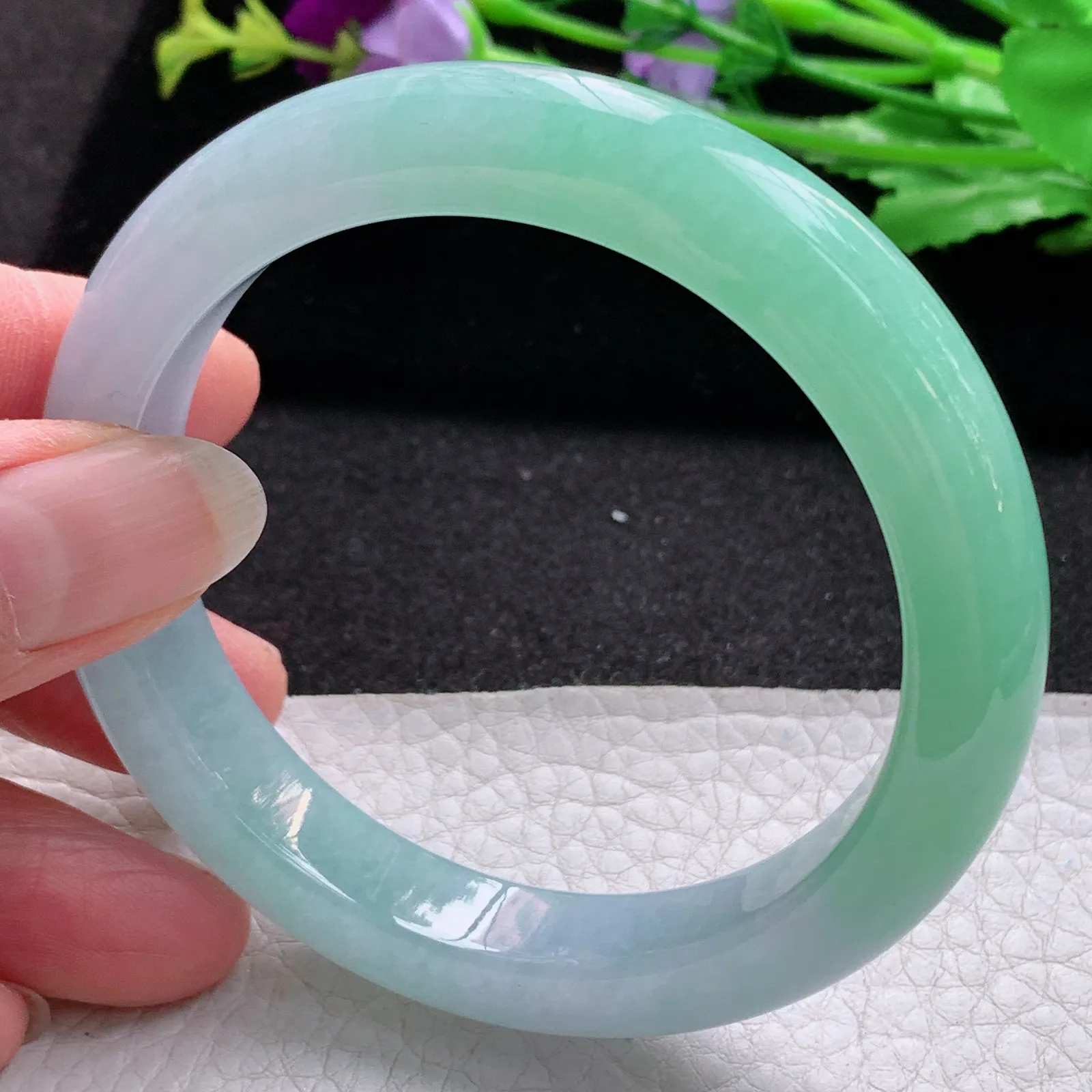 hf收藏级58*11.7*8.8平安镯 缅甸翡翠a货玉手镯冰双彩宽边玉手环