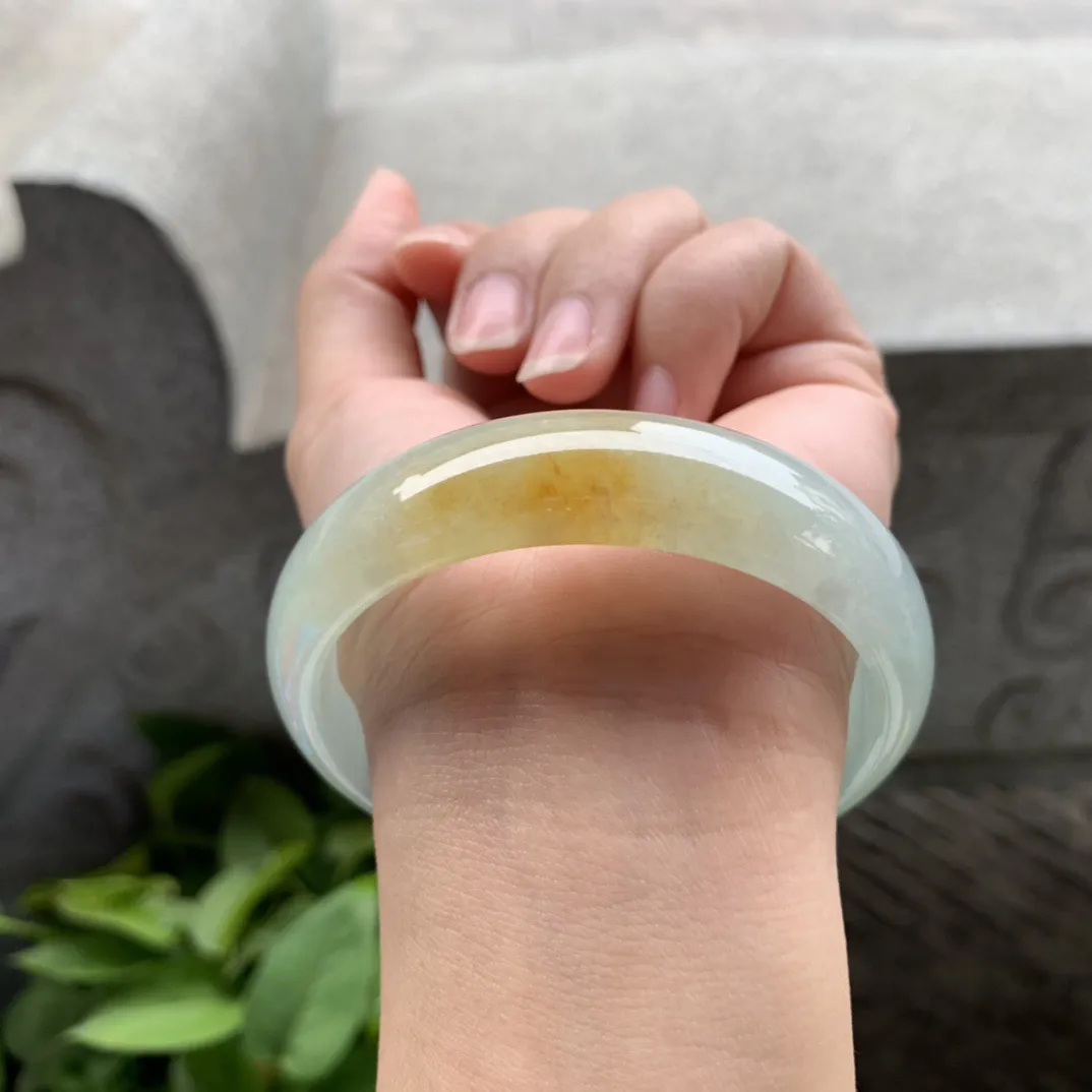 宽版大圈口58.5-15.5-6.8 【冰黄翡正圈手镯】正圈58 59可戴