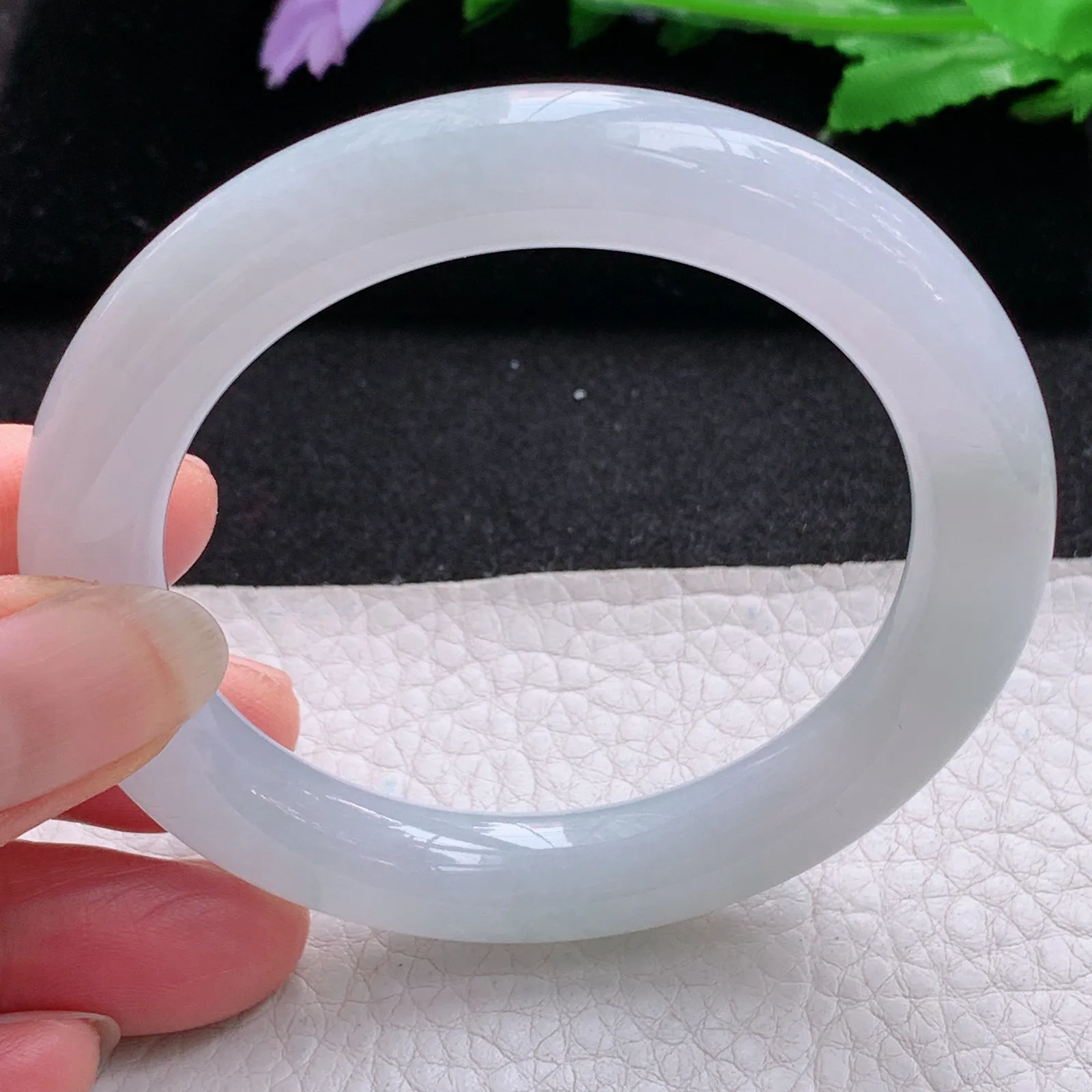 nr实拍54*10美人镯 缅甸翡翠a货玉手镯冰纯秀气圆条玉手环