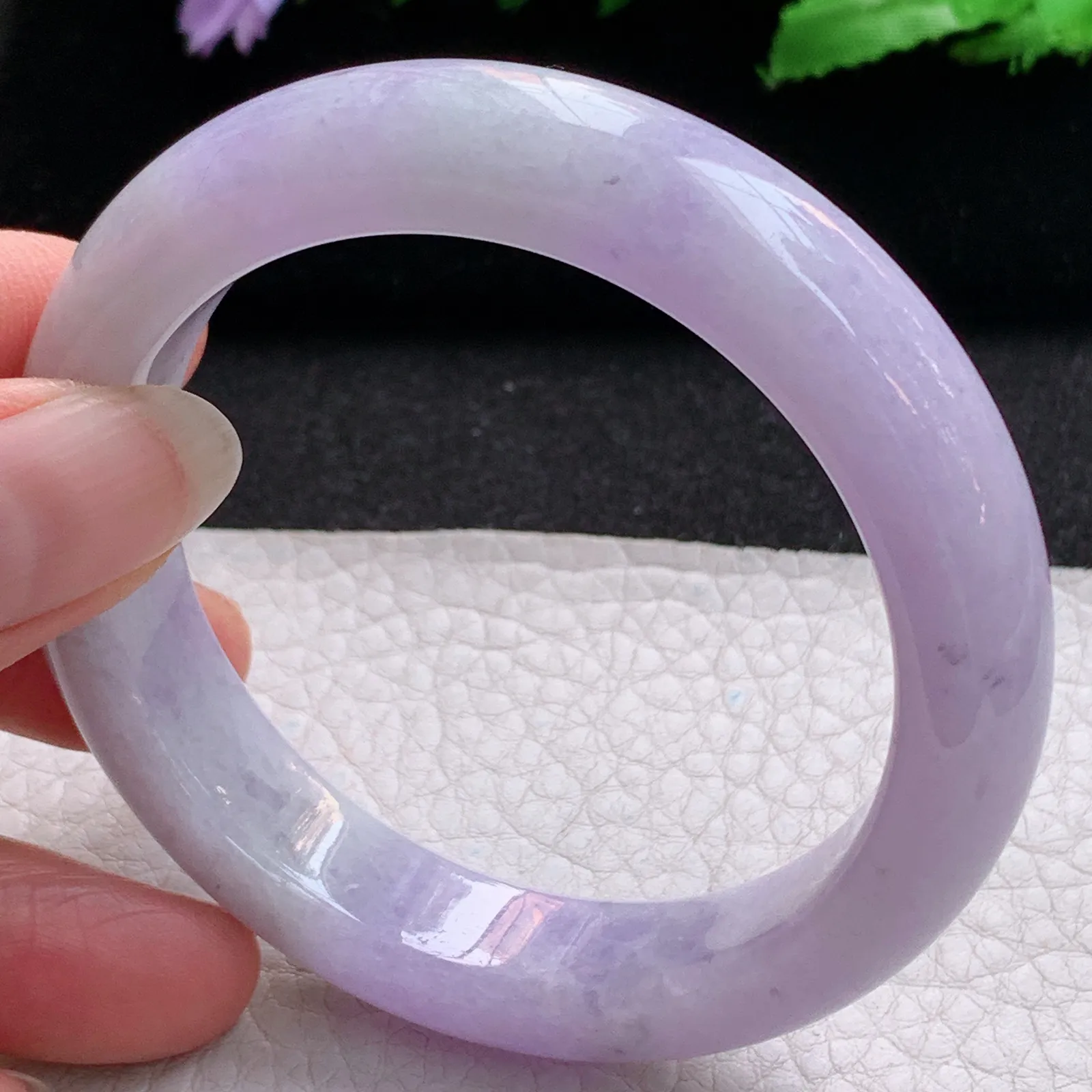 ss实拍55*12.8*8.8平安镯 缅甸翡翠a货玉手镯粉紫宽边玉手环