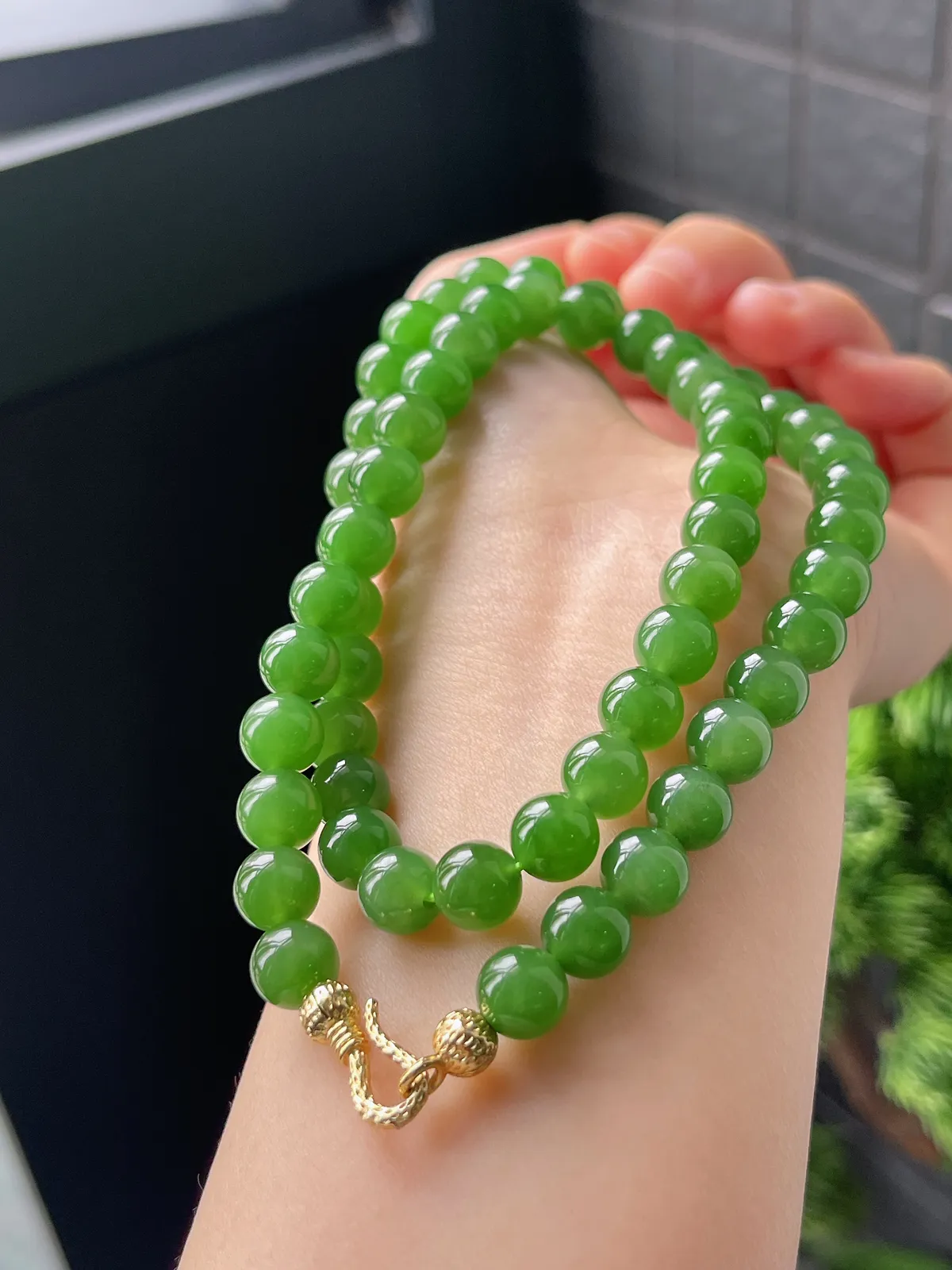 和田玉碧玉精品珠串8mm