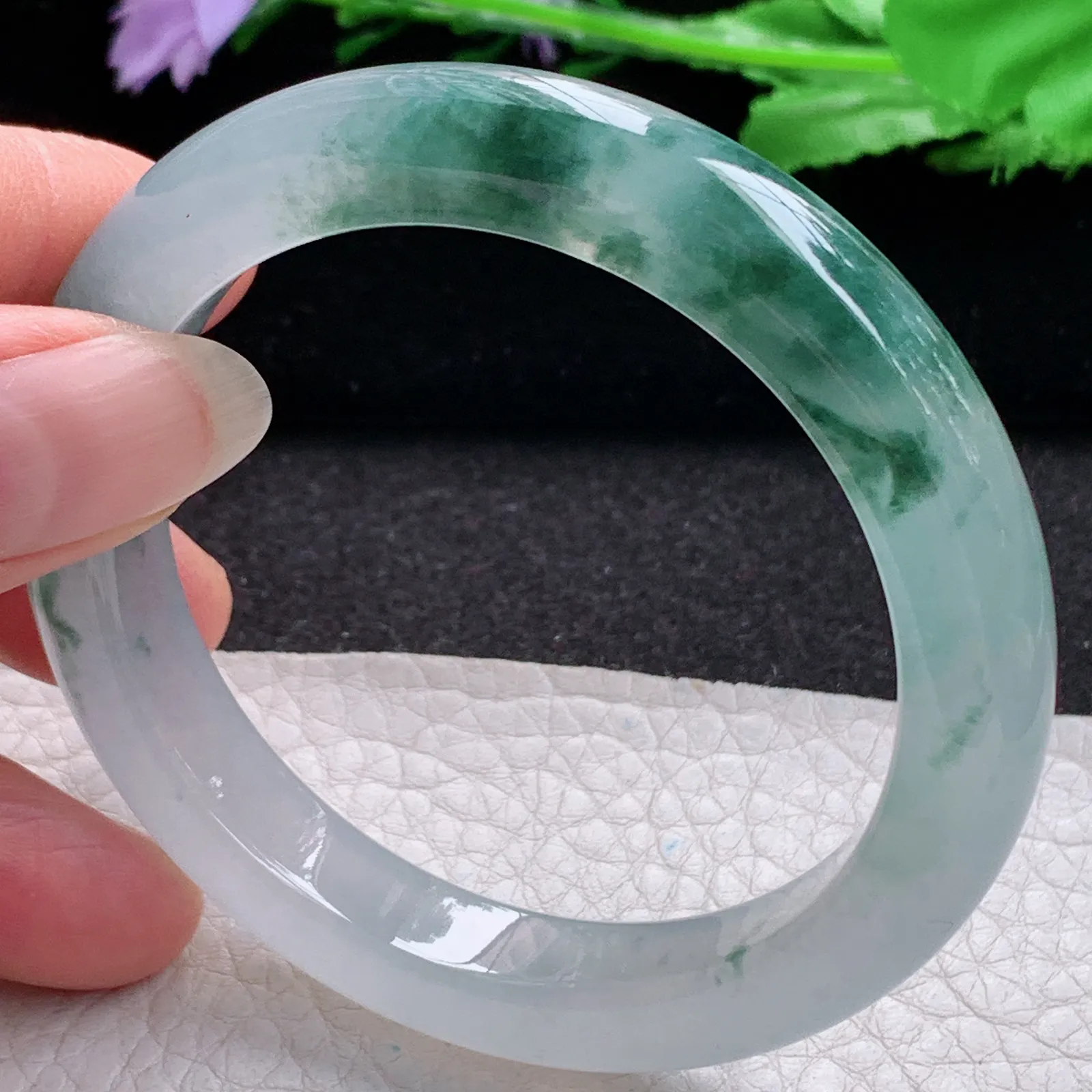 xo收藏级54.5*10.8*8.5平安镯 缅甸翡翠a货玉手镯冰种飘花宽边玉手环