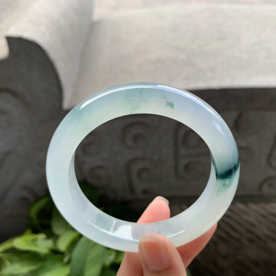 圈口 57.4-12.7-9.8【高冰飘花正圈手镯】正圈57 58可戴