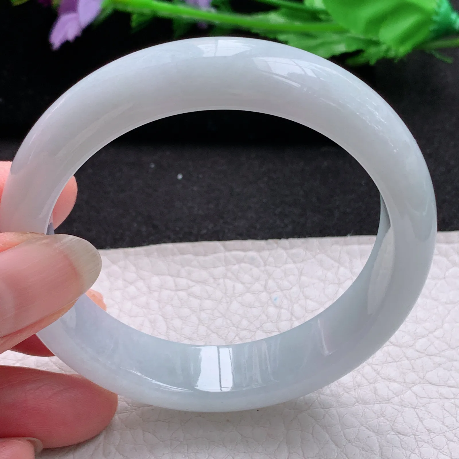 nr实拍57*14.3*8.6平安镯 缅甸翡翠a货玉手镯白月光宽边玉手环