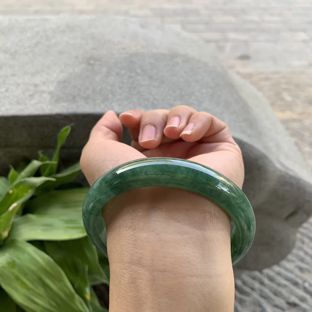 大圈口 62.3-13-8.3【油绿正圈手镯】正圈62 63可戴