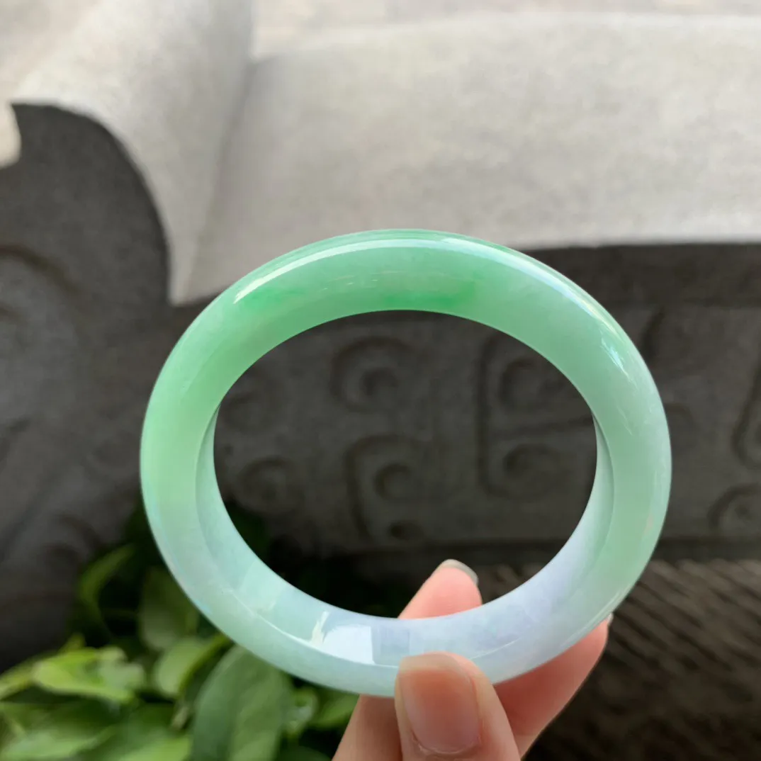 圈口 57.4-12.5-9【阳绿正圈手镯】正圈57 58可戴