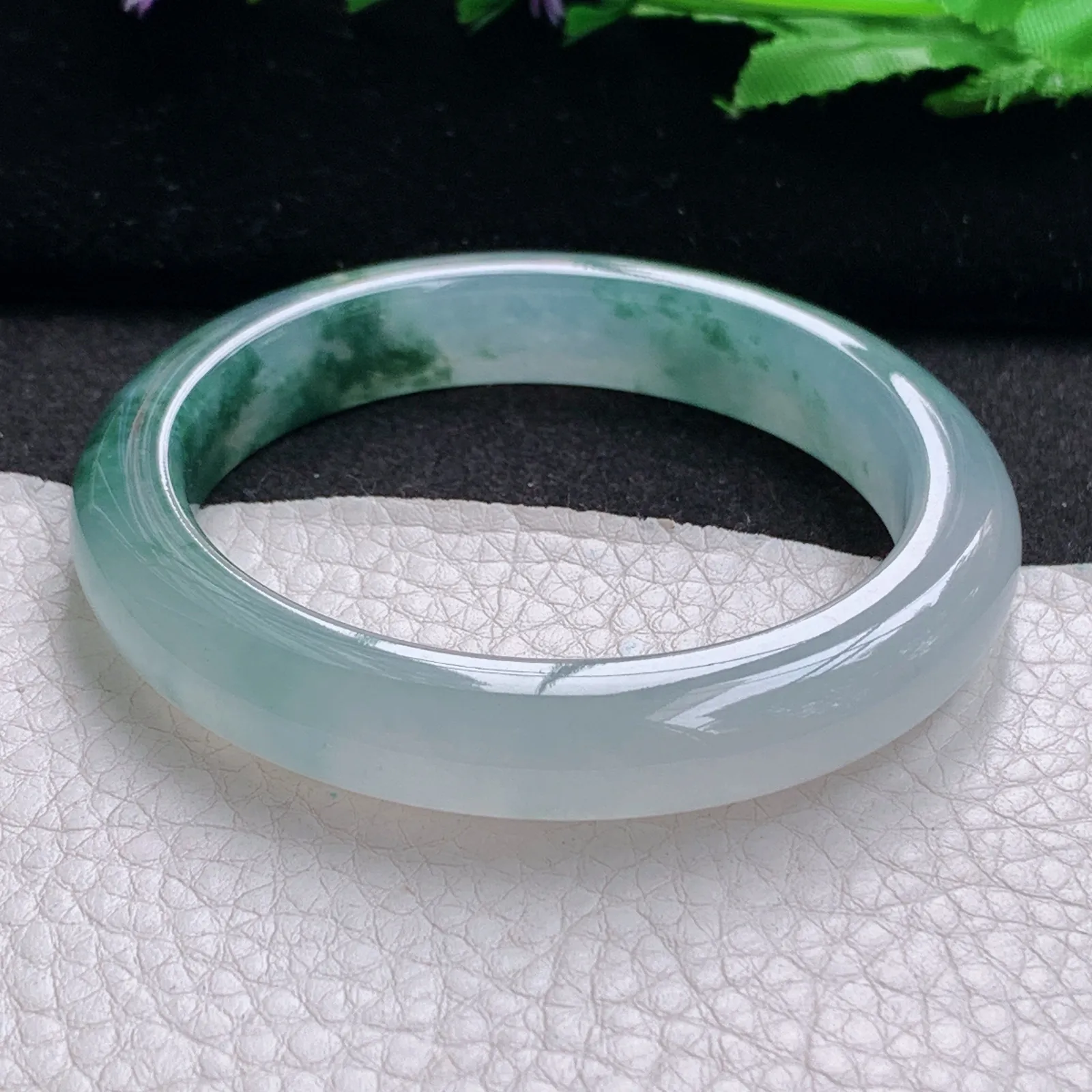 xo收藏级54.5*10.8*8.5平安镯 缅甸翡翠a货玉手镯冰种飘花宽边玉手环