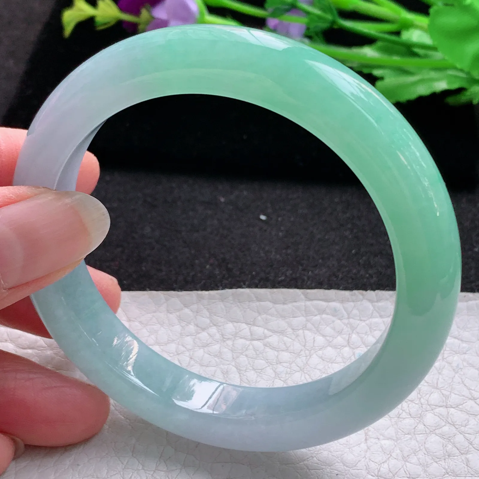 hf收藏级58*11.7*8.8平安镯 缅甸翡翠a货玉手镯冰双彩宽边玉手环