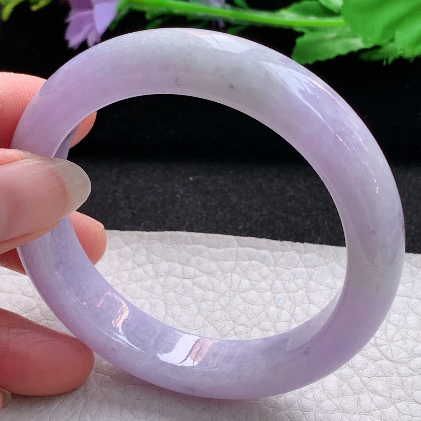 ss实拍55*12.8*8.8平安镯 缅甸翡翠a货玉手镯粉紫宽边玉手环