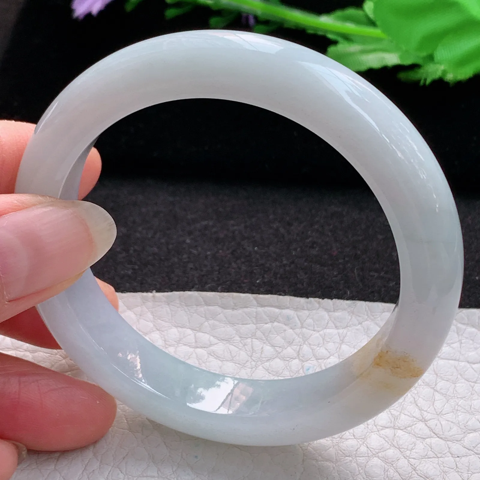 h实拍54.5*12.8*8.6平安镯 缅甸翡翠a货玉手镯胶感双彩宽边玉手环