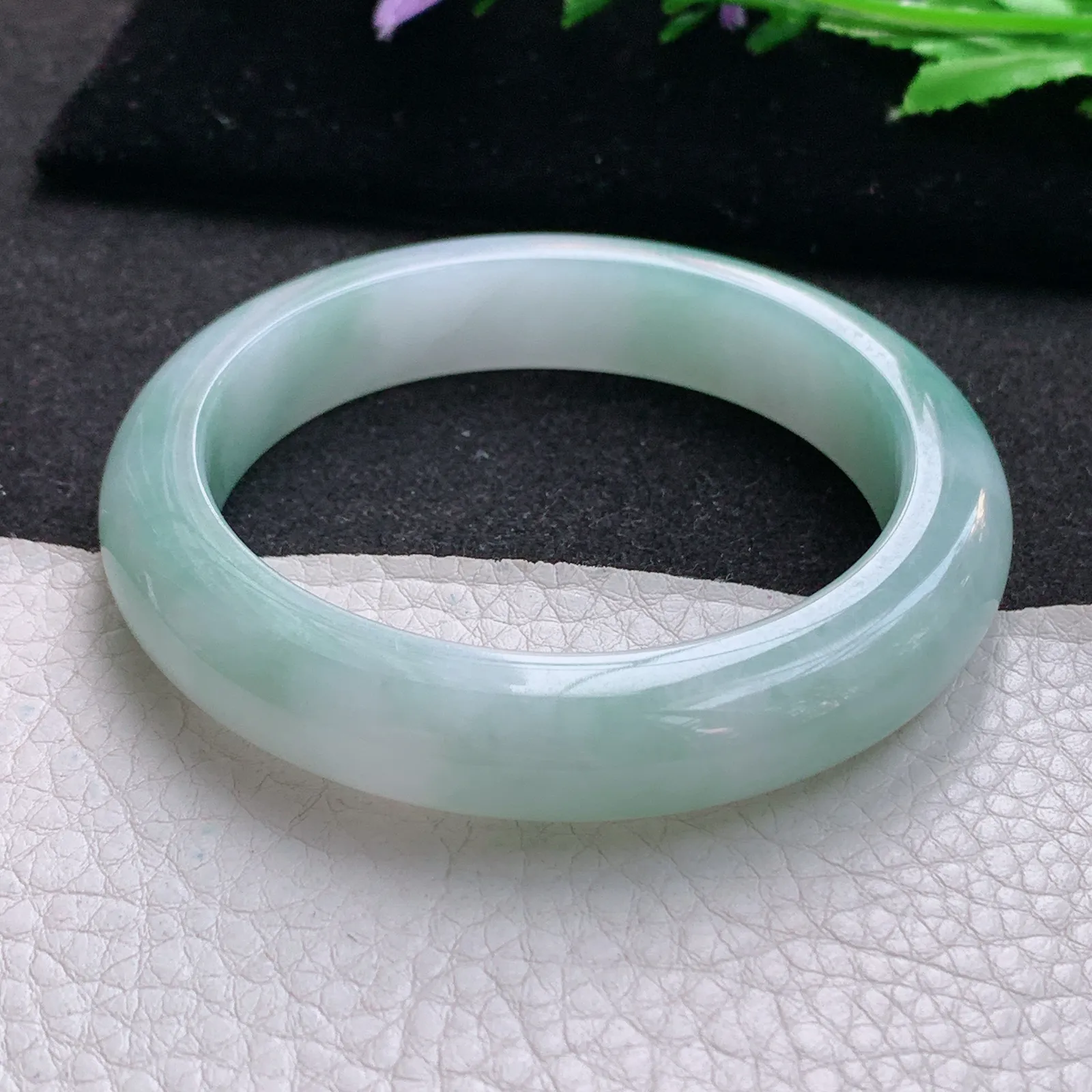 ss实拍58*12.2*9.5平安镯 缅甸翡翠a货玉手镯胶感清新厚装宽边玉手环