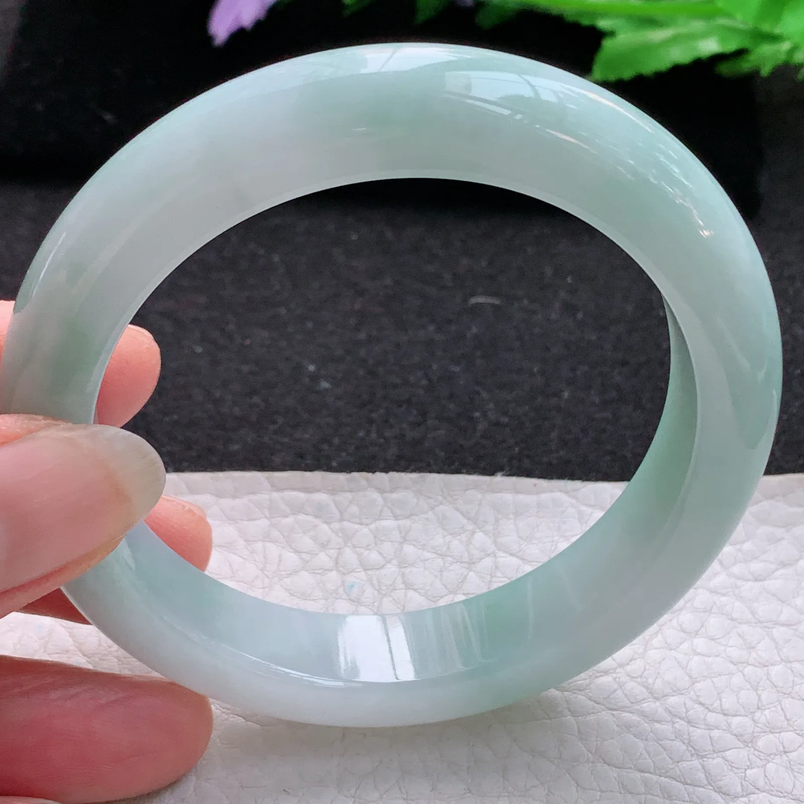 ss实拍58*12.2*9.5平安镯 缅甸翡翠a货玉手镯胶感清新厚装宽边玉手环