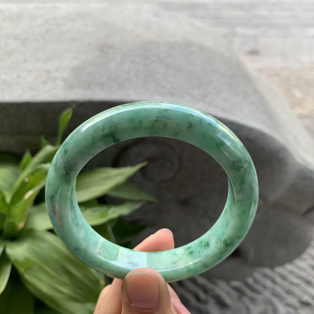 圈口57.2-12.6-9.5 【满绿正圈手镯】正圈57 58可戴